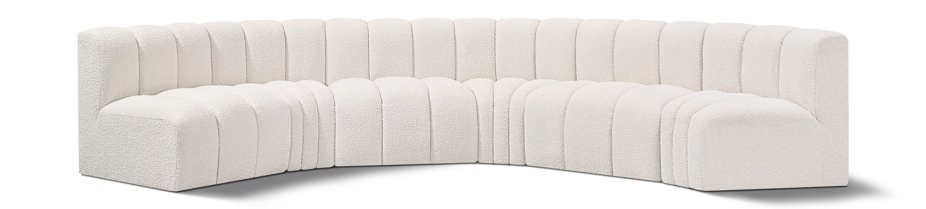 Arc - Boucle Fabric 6 Piece U-Shaped Modular Sofa - Cream