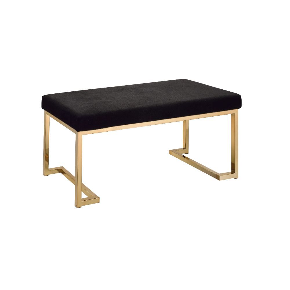 Boice - Bench - Black Fabric & Champagne, black, view 4