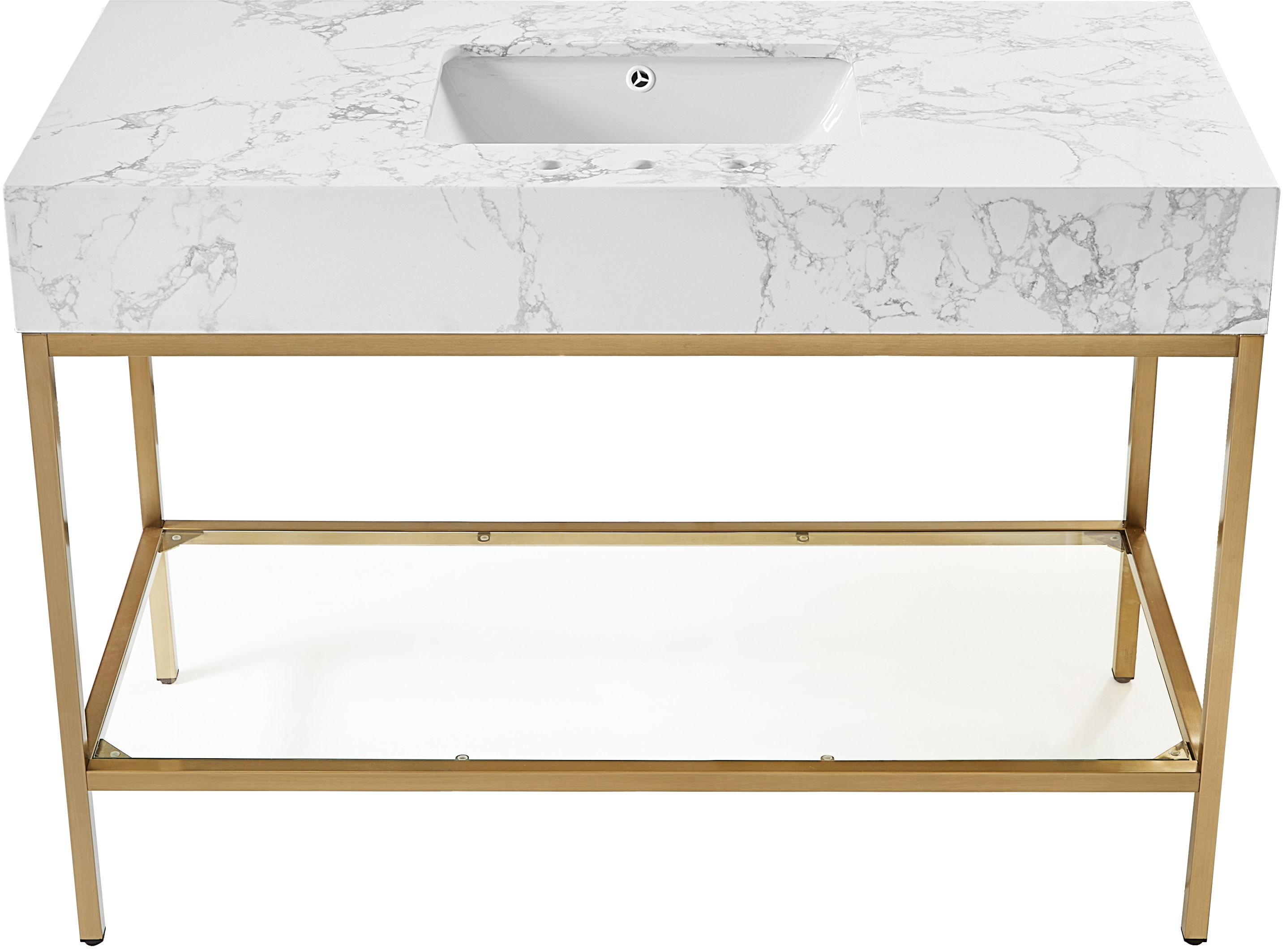 Marmo - 48" Engineered Marble Bathroom Vanity With Gold Base - White