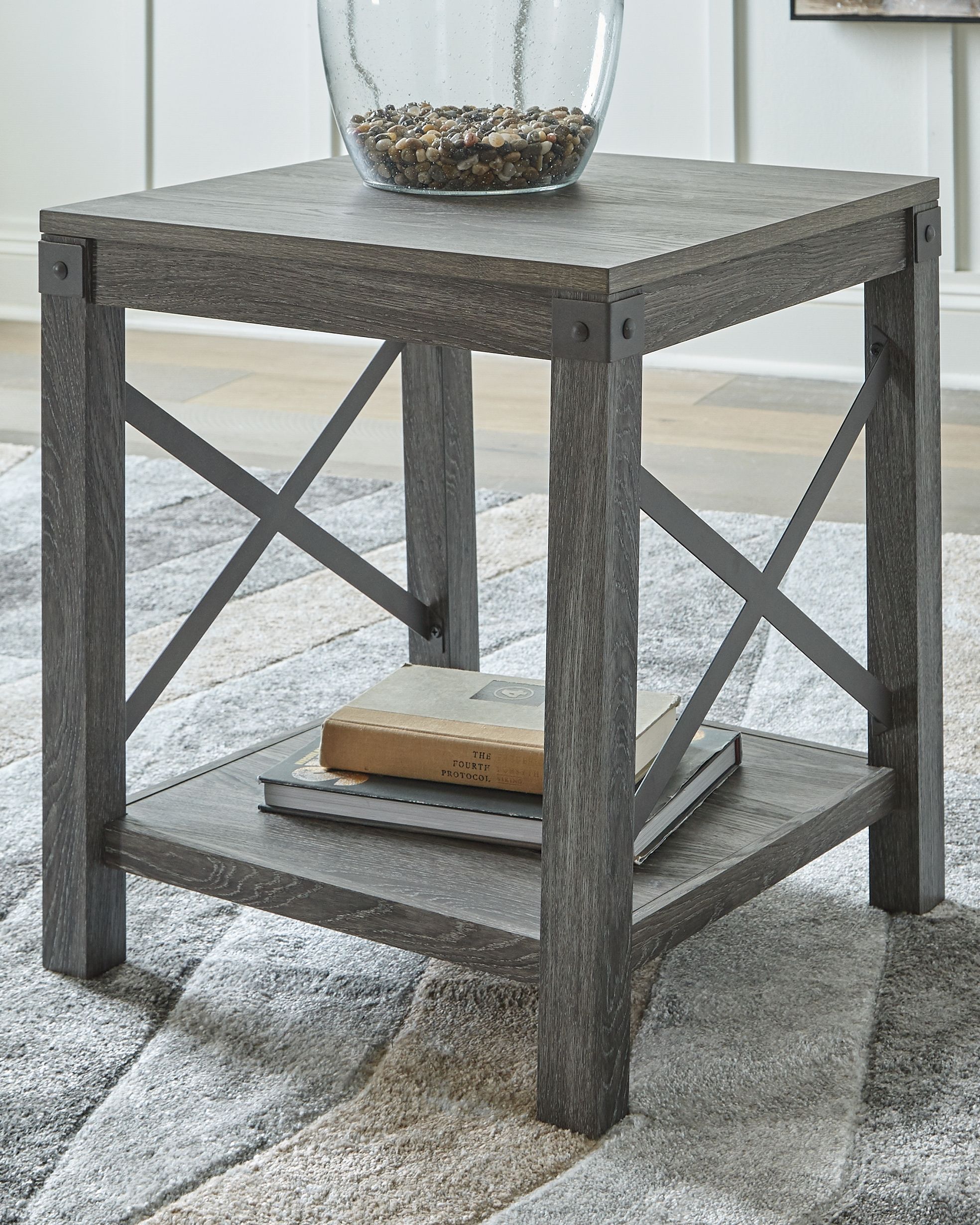 Ashley Furniture Freedan - Square End Table - Grayish Brown - Image 2