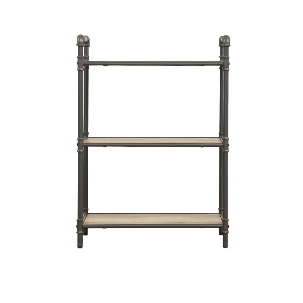 Itzel - 36" Bookshelf - Antique Oak & Sandy Gray, dark gray, view 2