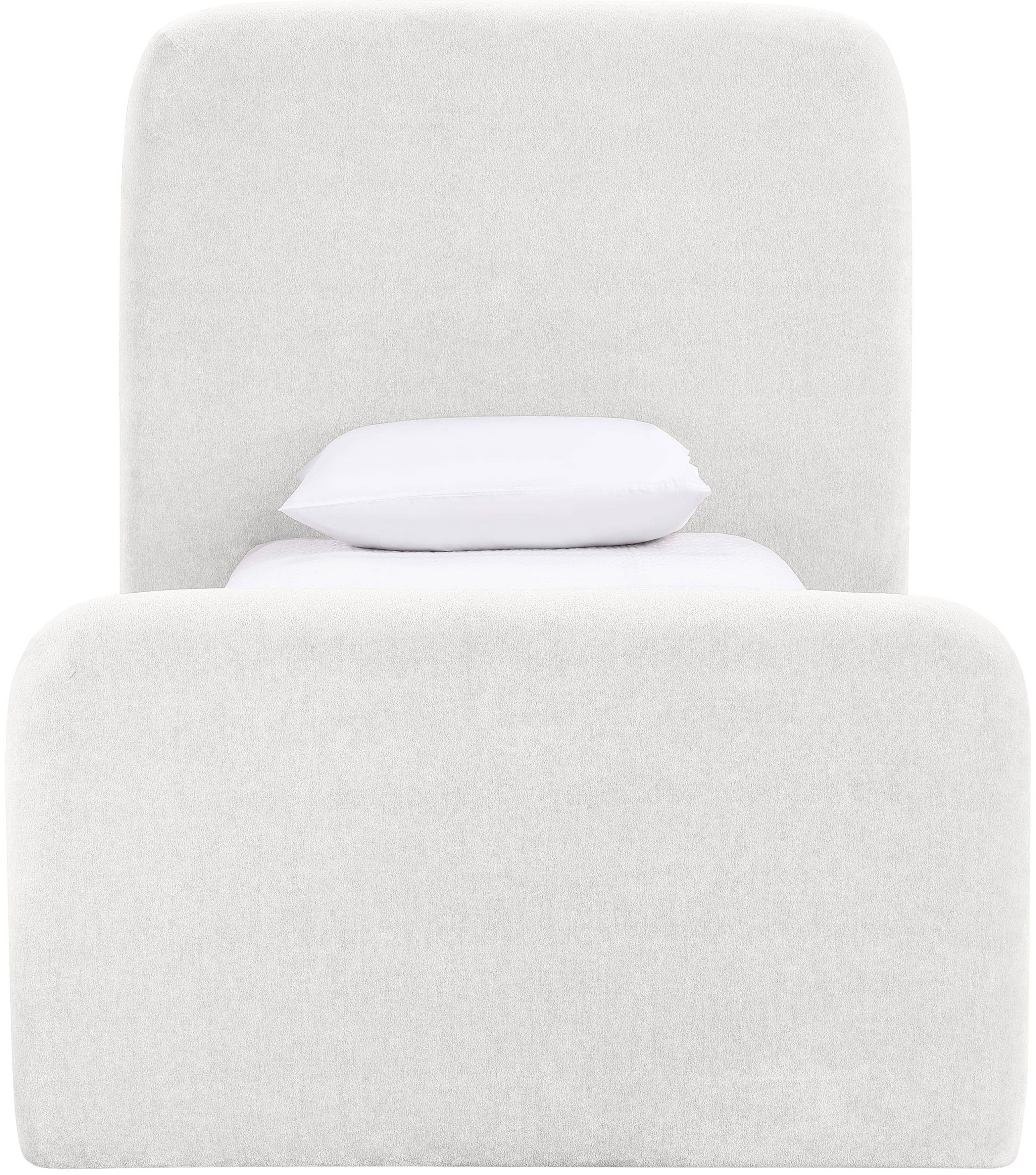 Fira - Chenille Fabric Upholstered Twin Bed - Cream