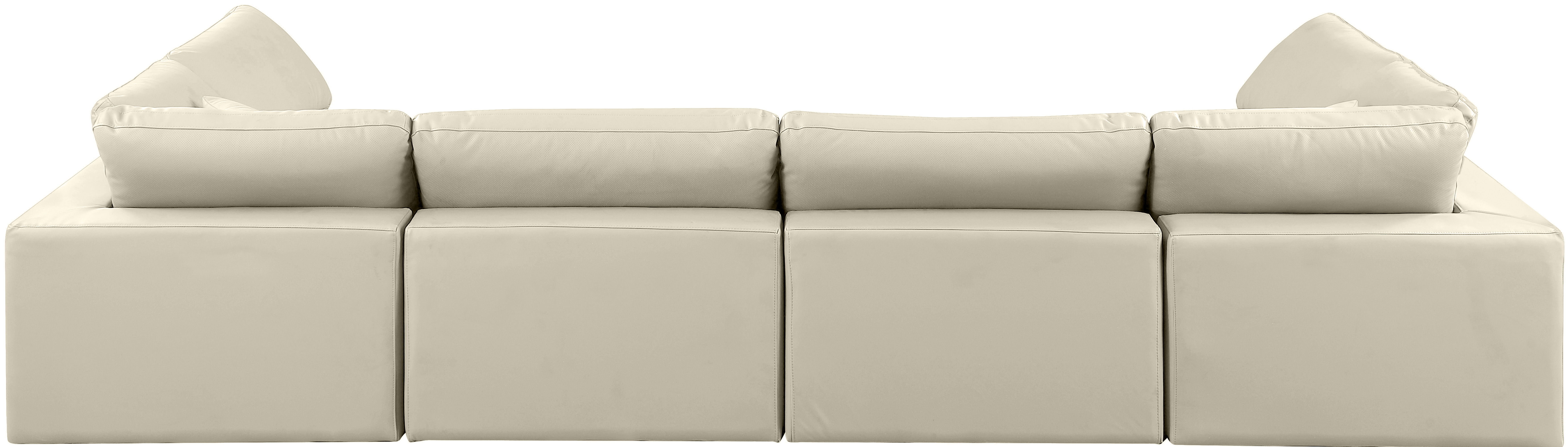 Comfy - 6 Piece Faux Leather Modular Armless Sectional - Cream