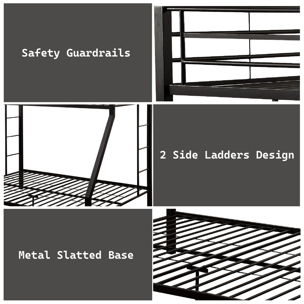 Limbra - Twin Long/Queen Bunk Bed - Sandy Black, black, view 4