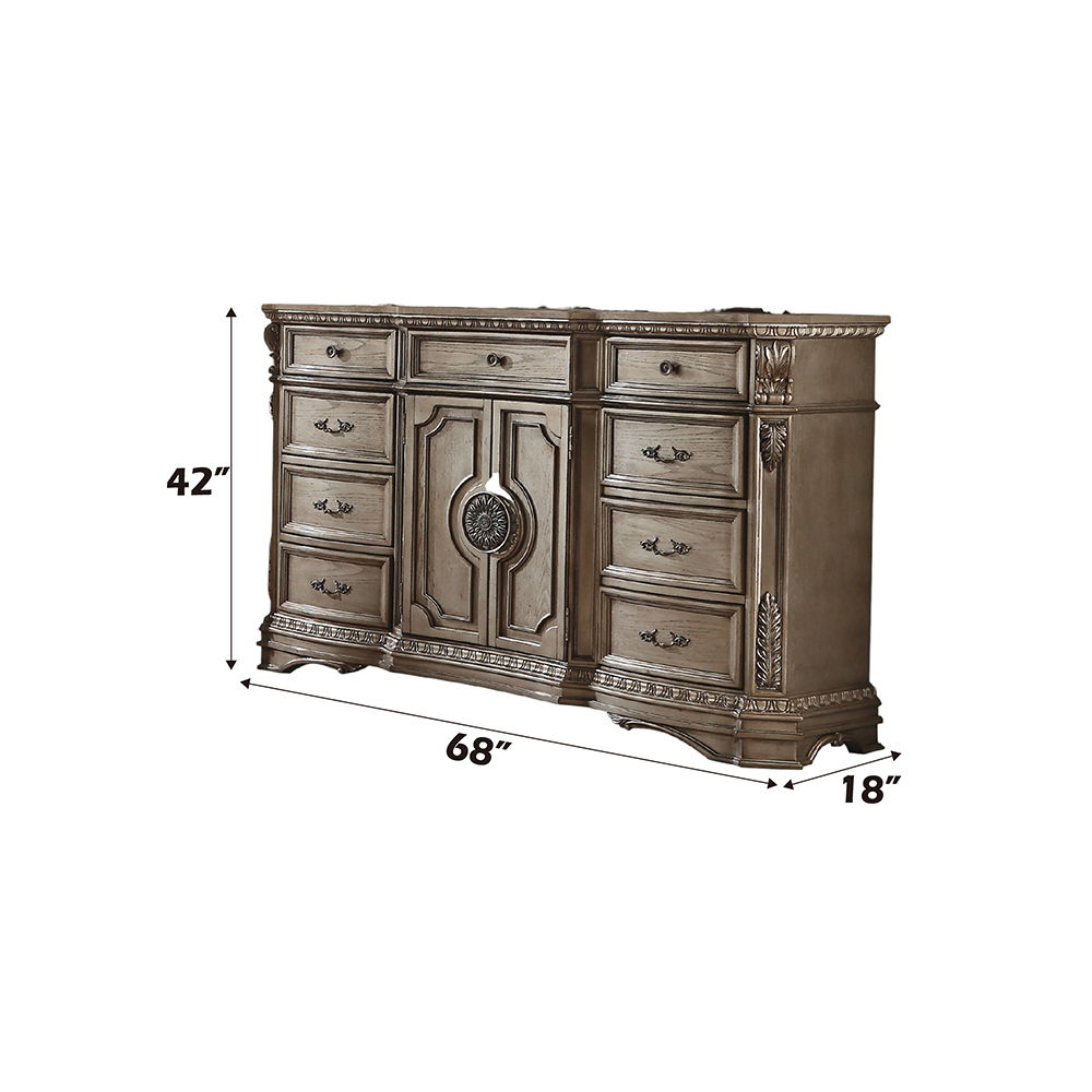 Northville - Dresser With Wooden Top - Antique Silver, beige, view 3