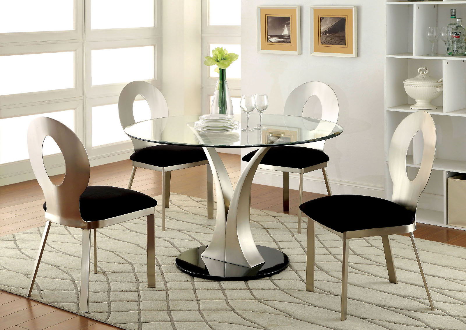 Valo Round Dining Table Silver / Black New Lots Furniture Online