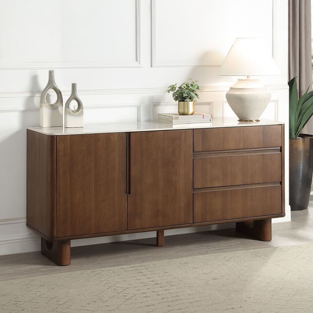 Harvey - Server With Ceramic Top - Walnut, dark brown