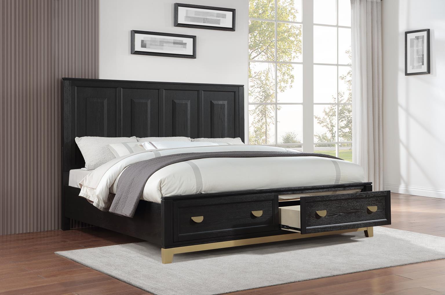 B236 - Queen Bed - Black / Gold