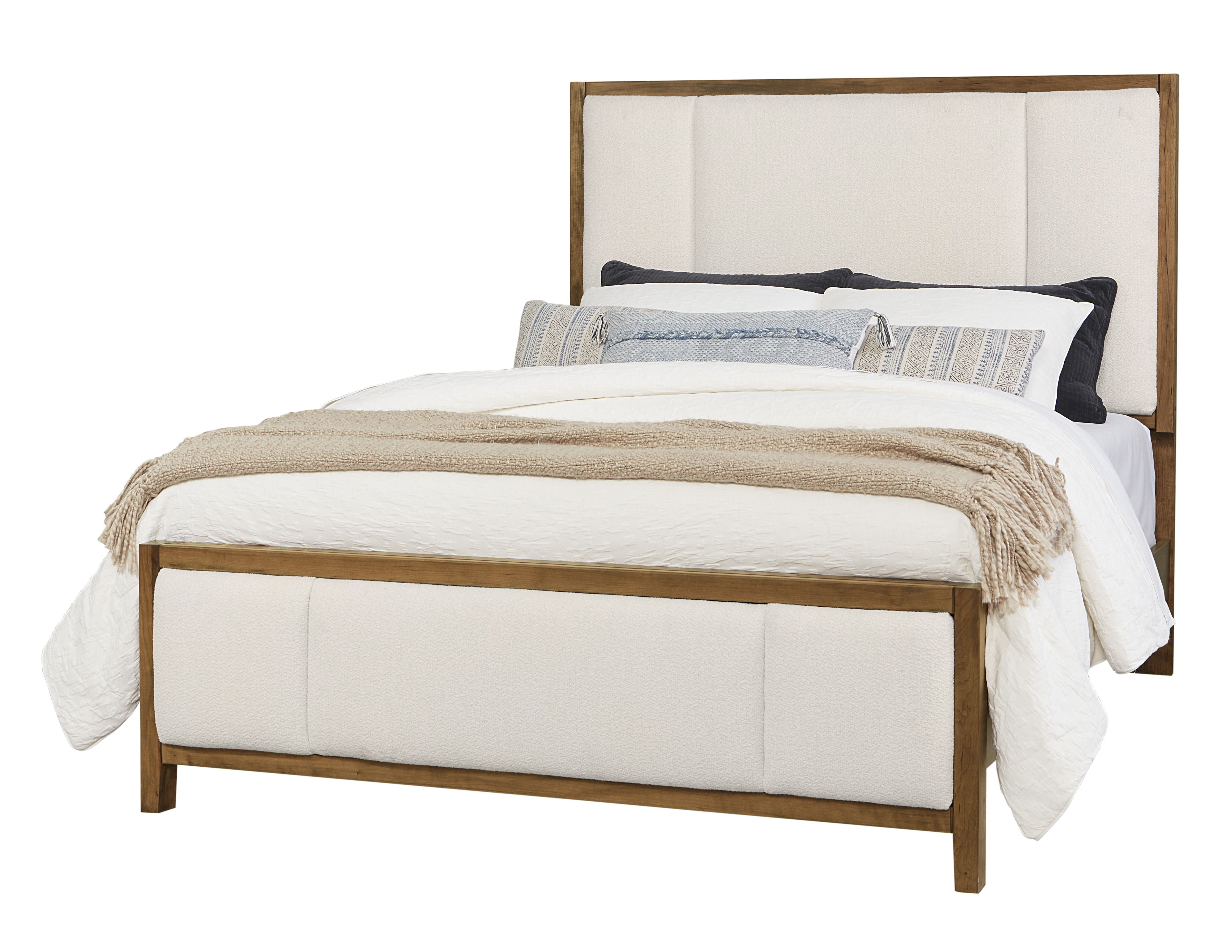 Vaughan-Bassett Crafted Cherry - Erin's Queen Upholstered Bed - Medium Cherry