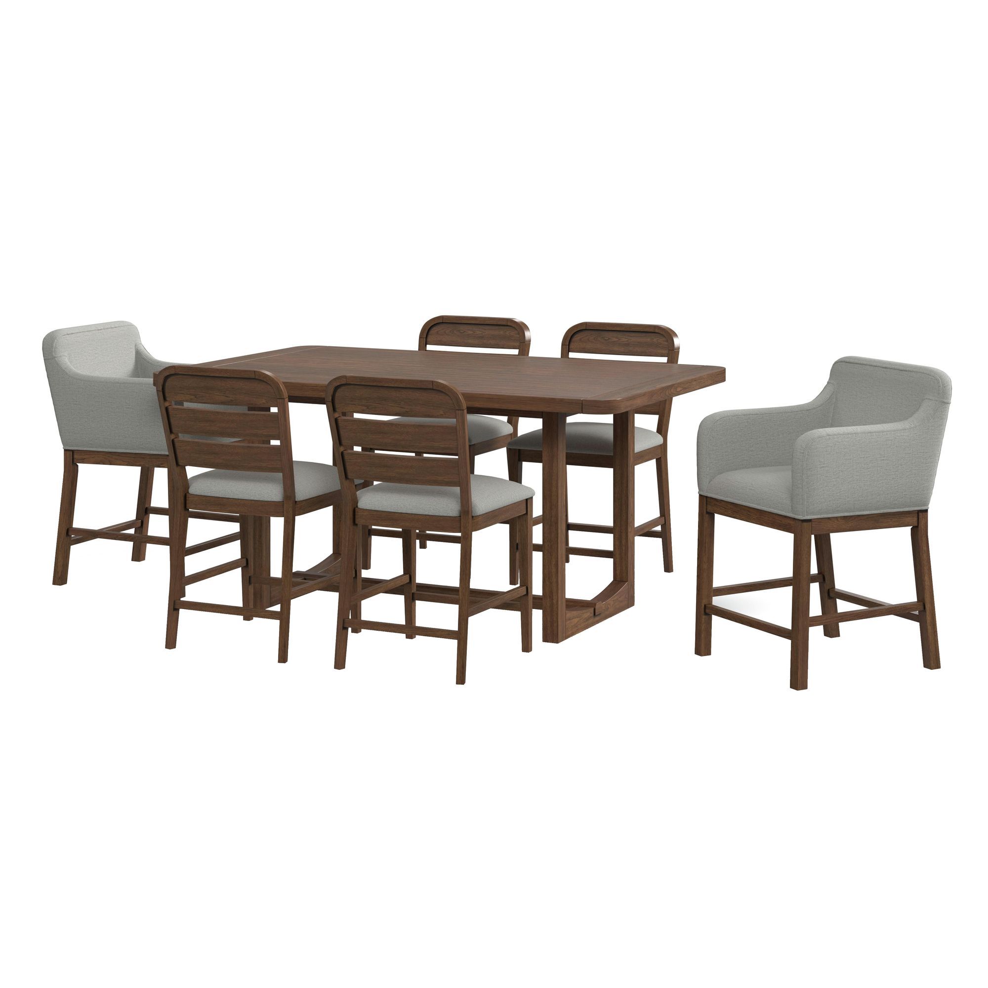 7 Pc · Table, Four Chairs And Two Upholstered Chairs