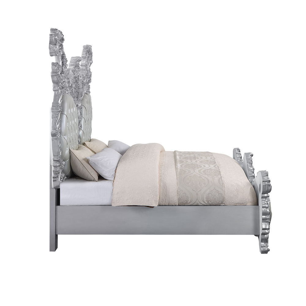 Valkyrie - Eastern King Bed - Synthetic Leather & Antique Platinum, silver, view 4