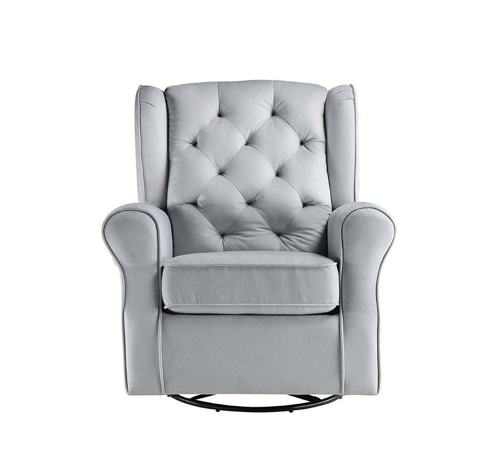 Zeger - Swivel Chair With Glider - Gray Fabric, light gray, view 8