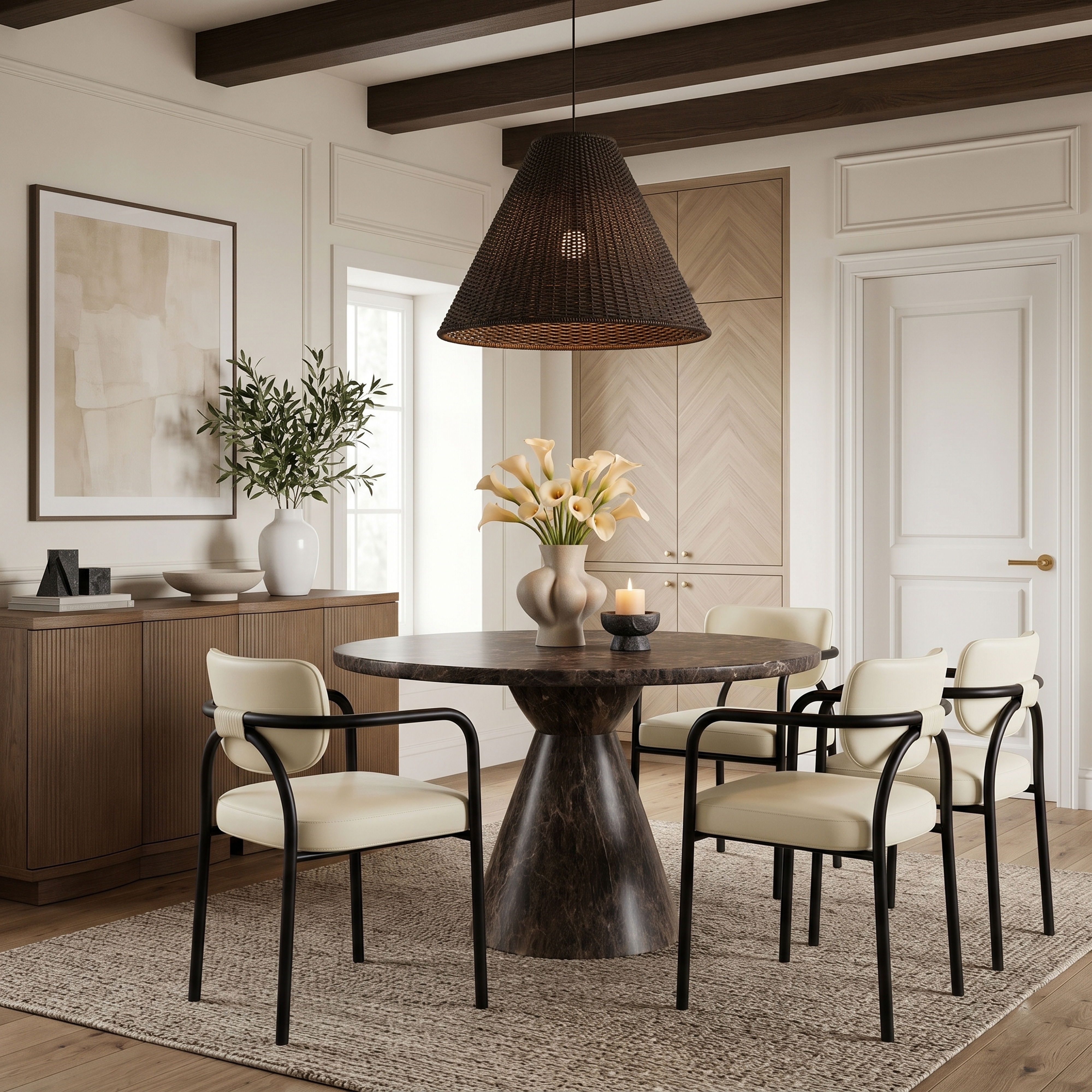 Serava - Vegan Leather Upholstered Dining Chair (Set of 2) - Cream