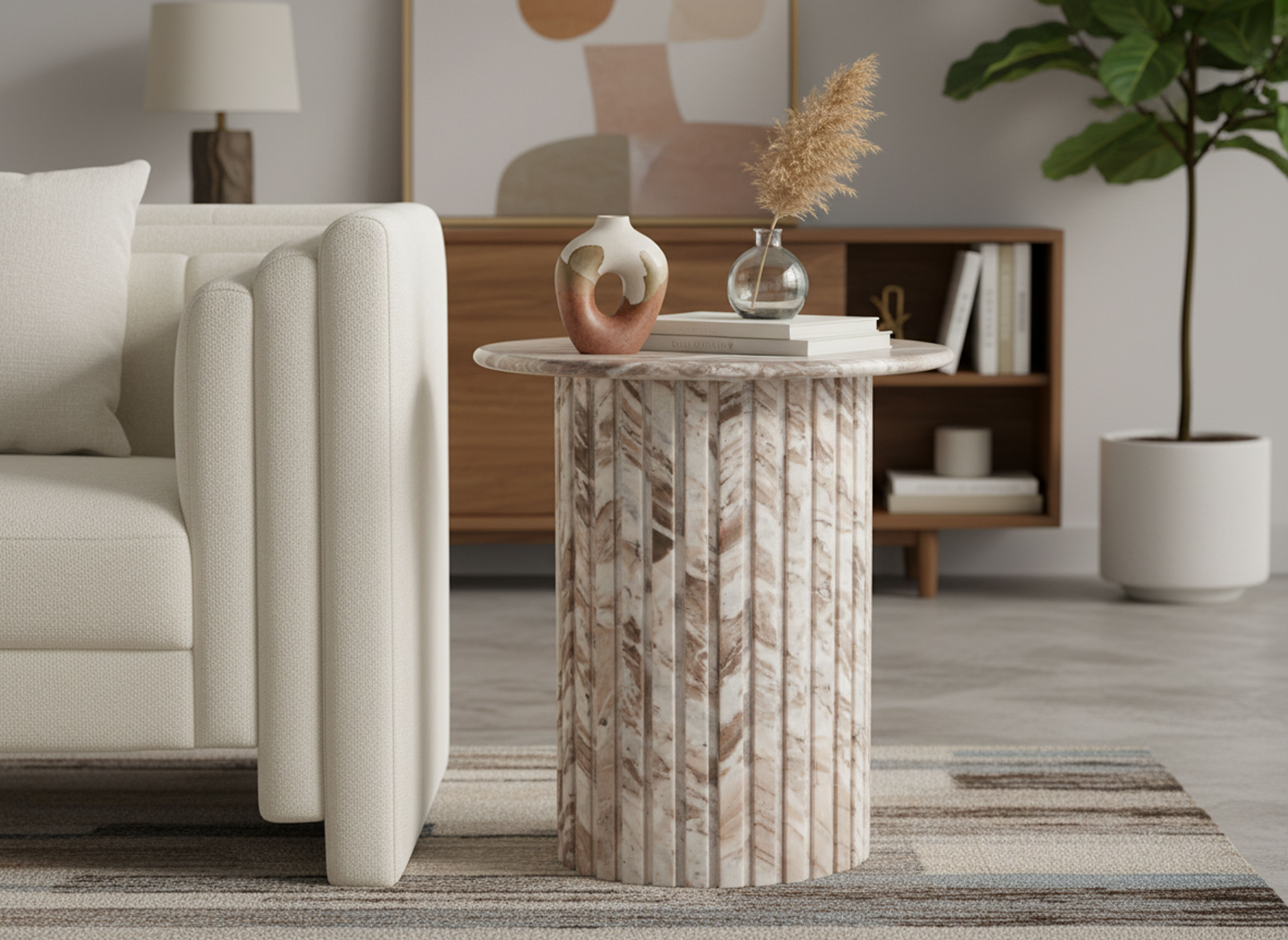 Genoa - Marble End Table - Brown