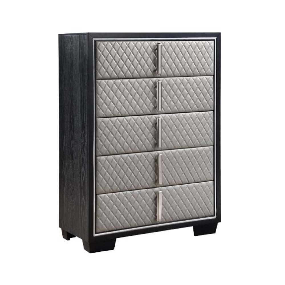 Nicola - Chest - Silver Synthetic Leather & Black, silver, view 2