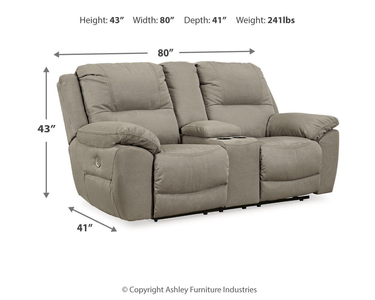 Ashley Furniture Next-Gen Gaucho - DBL REC PWR Loveseat w/Console - Putty - Image 10