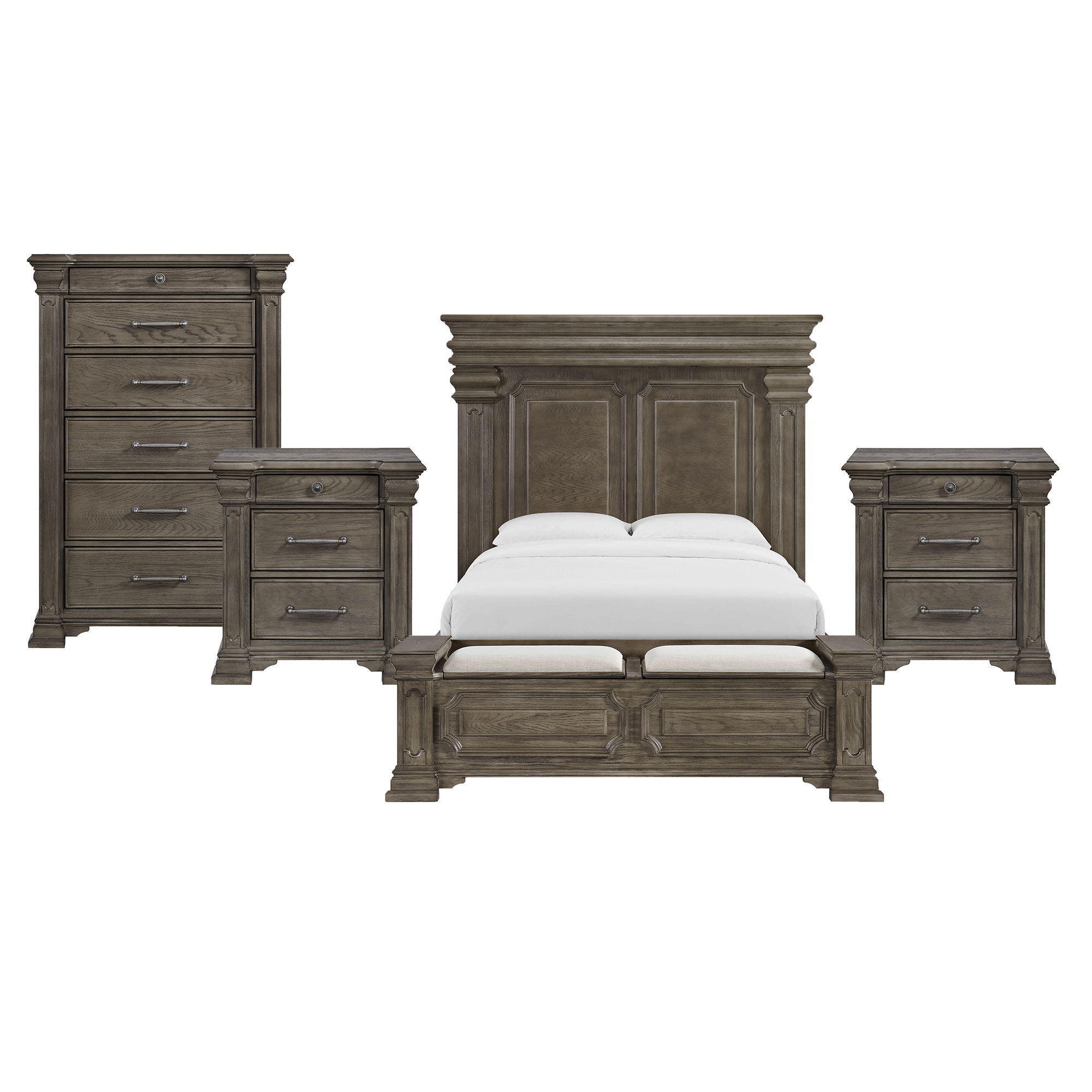 King · 4 Pc · Bedroom Set With 2 Nightstands & Chest