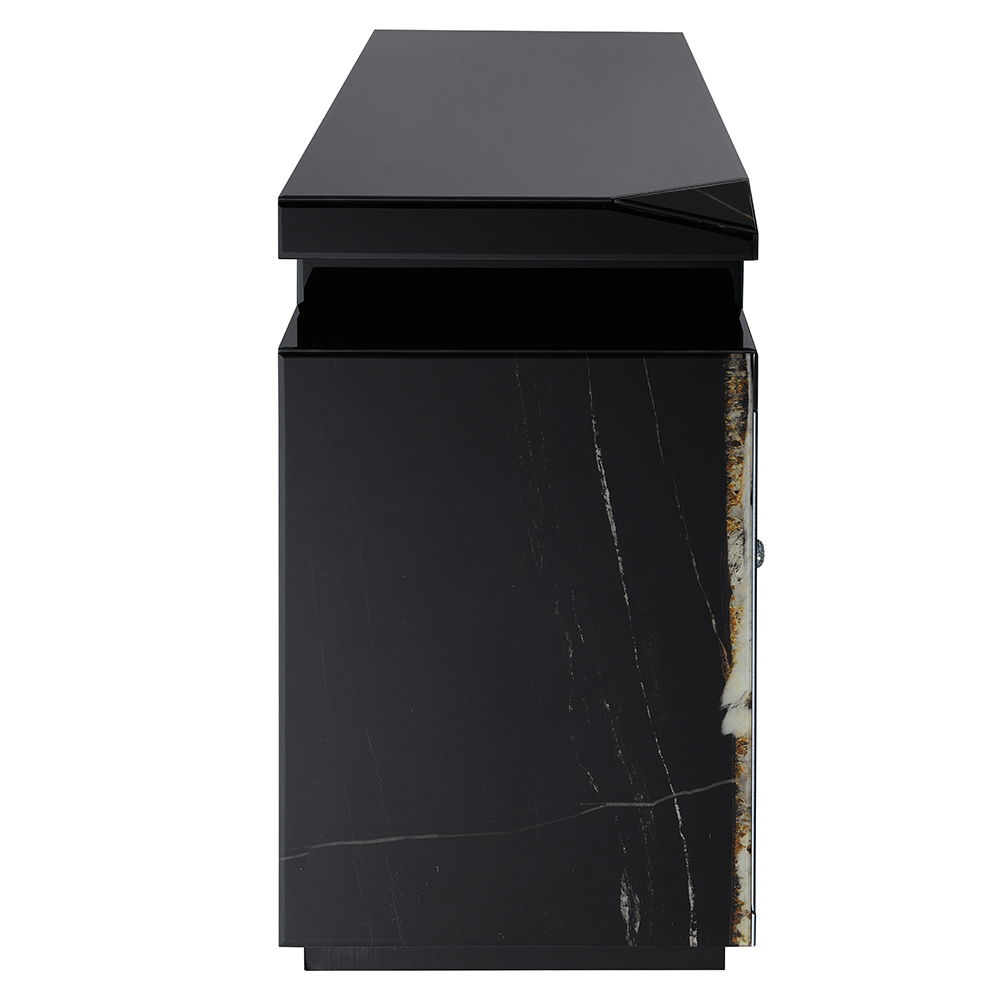 Drisana - TV Stand With Fireplace - Black Mirrored, black, view 2