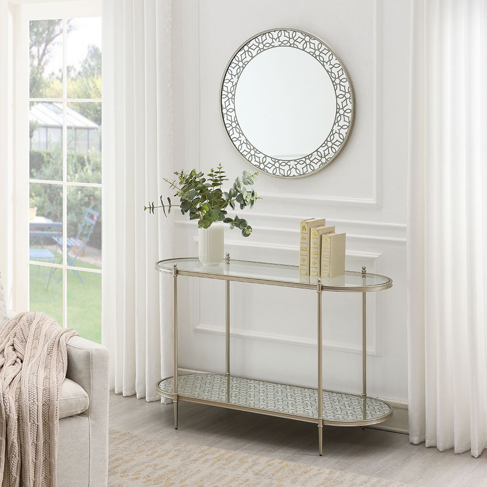Zaba - Sofa Table - Glass Top & Champagne, silver, view 4