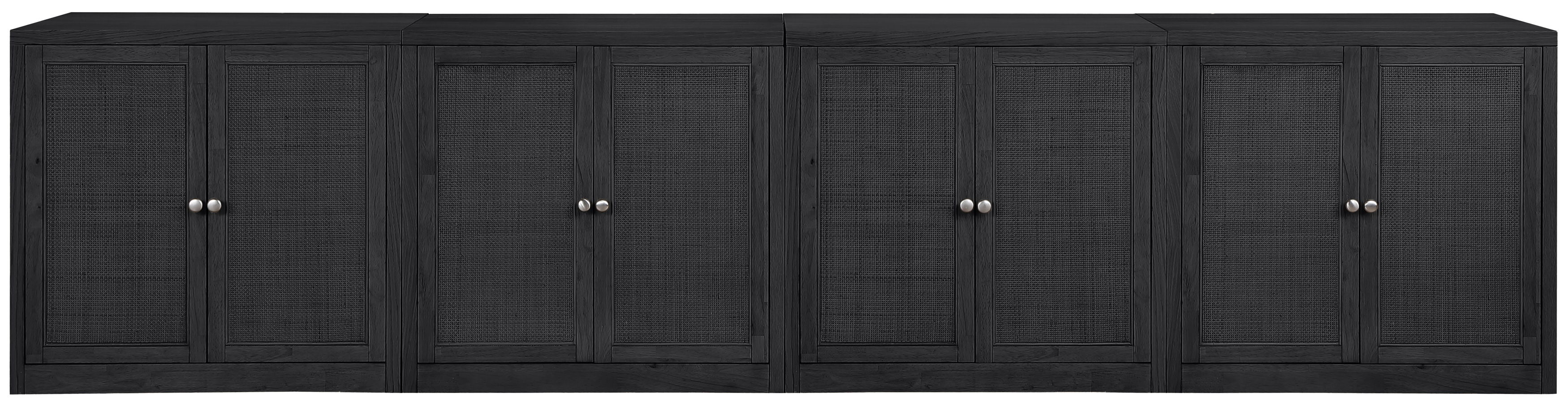 Vero - Solid Wood And Oak Veneer 4 Piece Sideboard/Buffet - Black