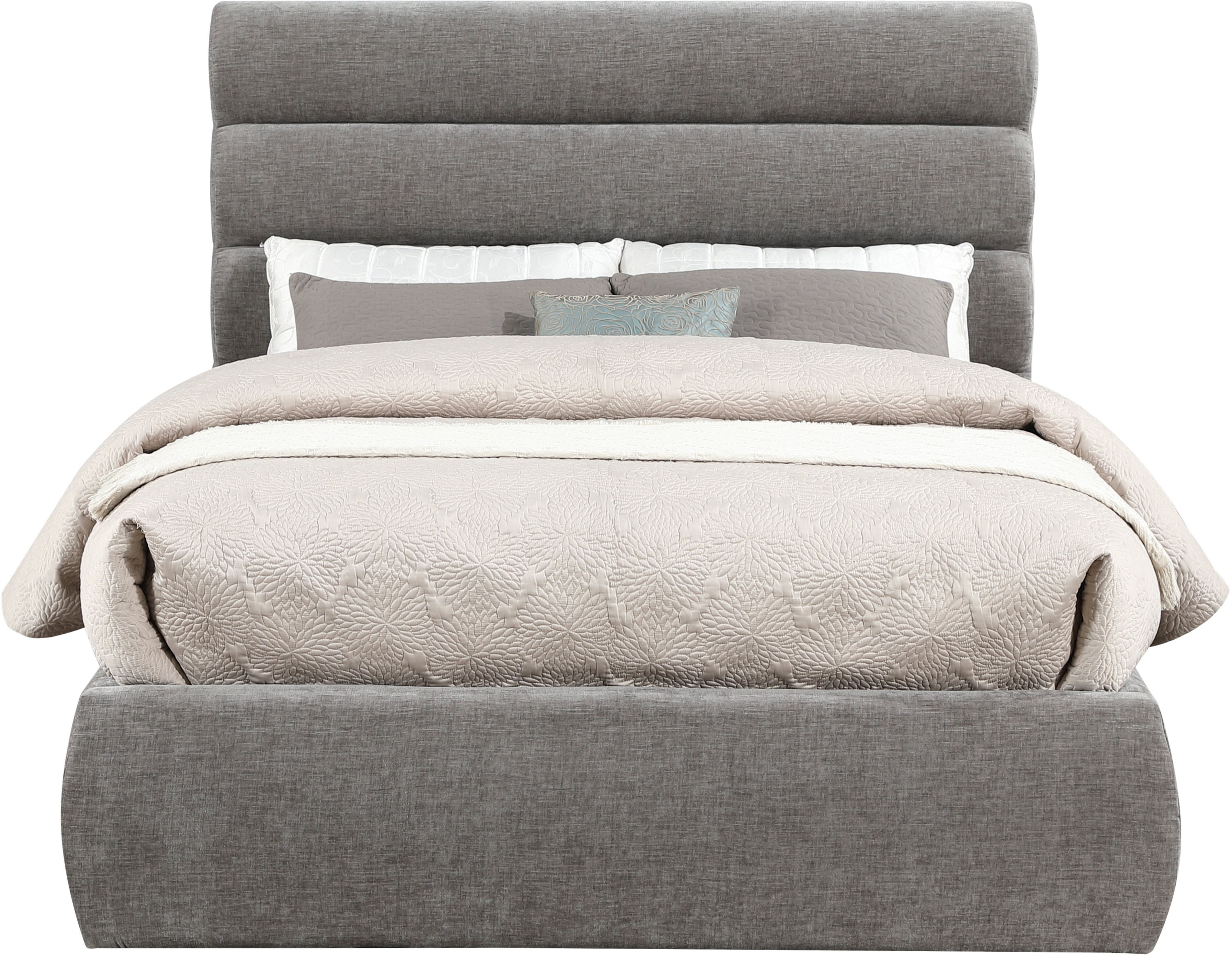 Adam - Chenille Fabric Full Bed With 52" Headboard - Gray