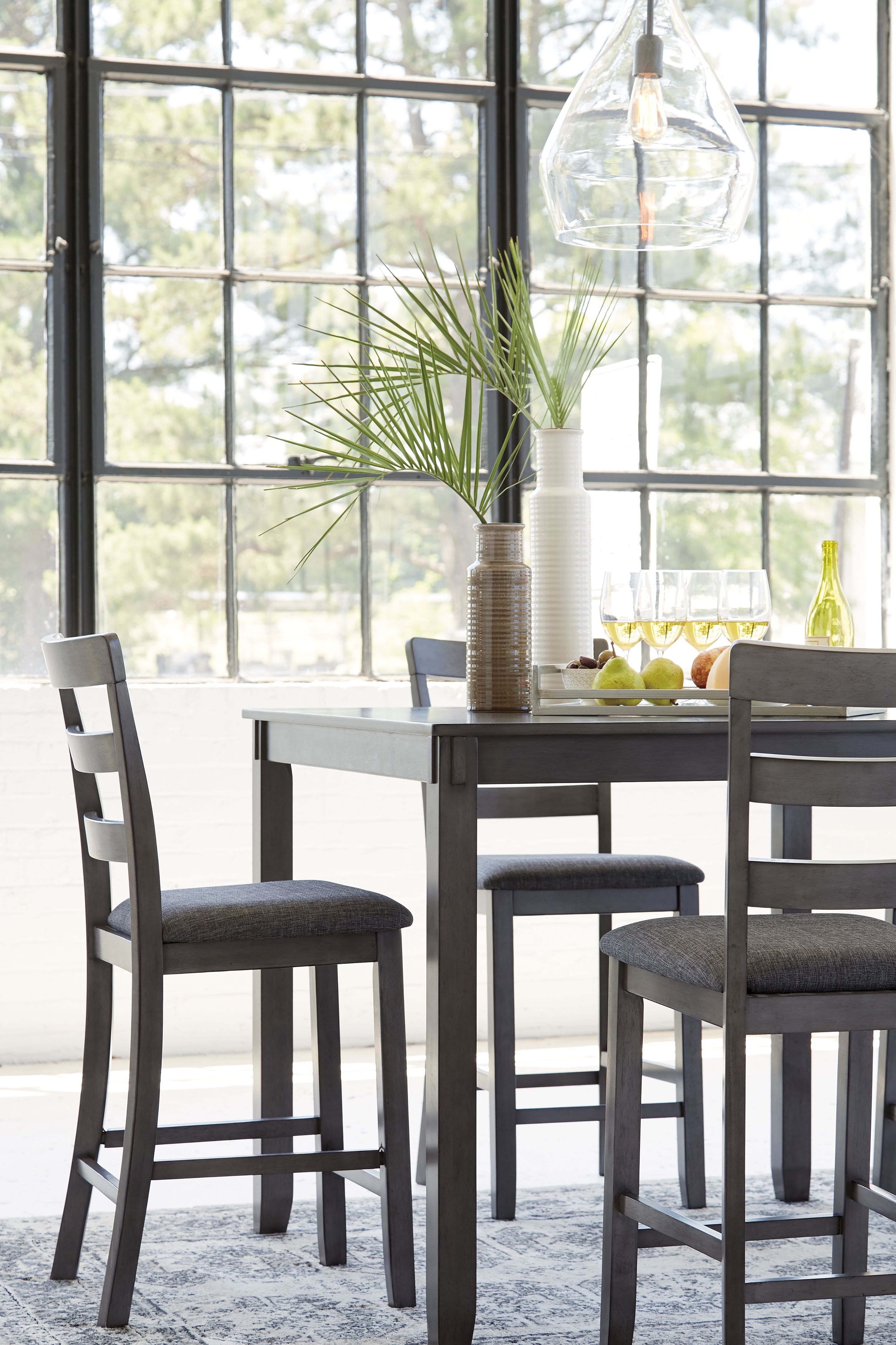 Ashley Furniture Bridson - Square Counter TBL Set (Set of 5) - Gray - Image 9