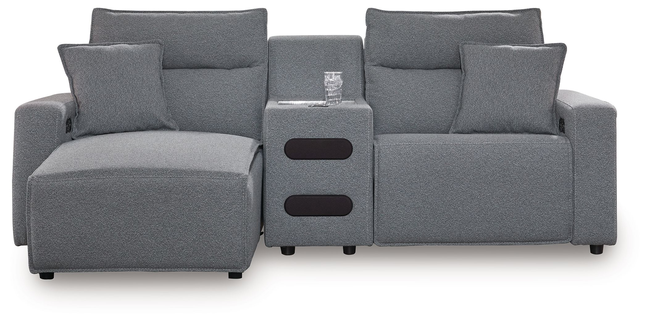 3 Pc · Power Reclining Sectional With LAF Press Back Power Chaise And Audio Console