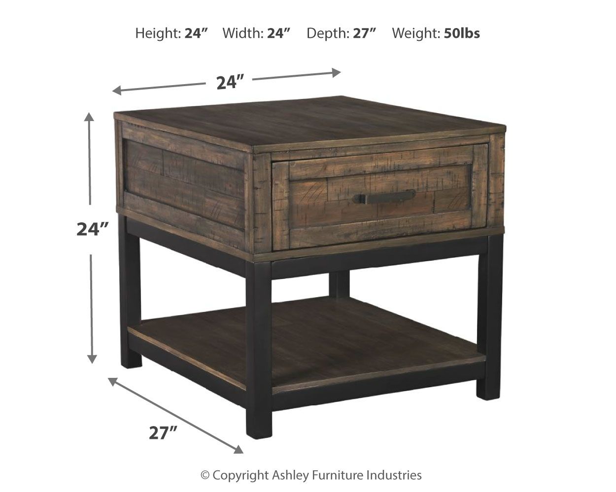 Ashley Furniture Johurst - Rectangular End Table - Grayish Brown - Image 4