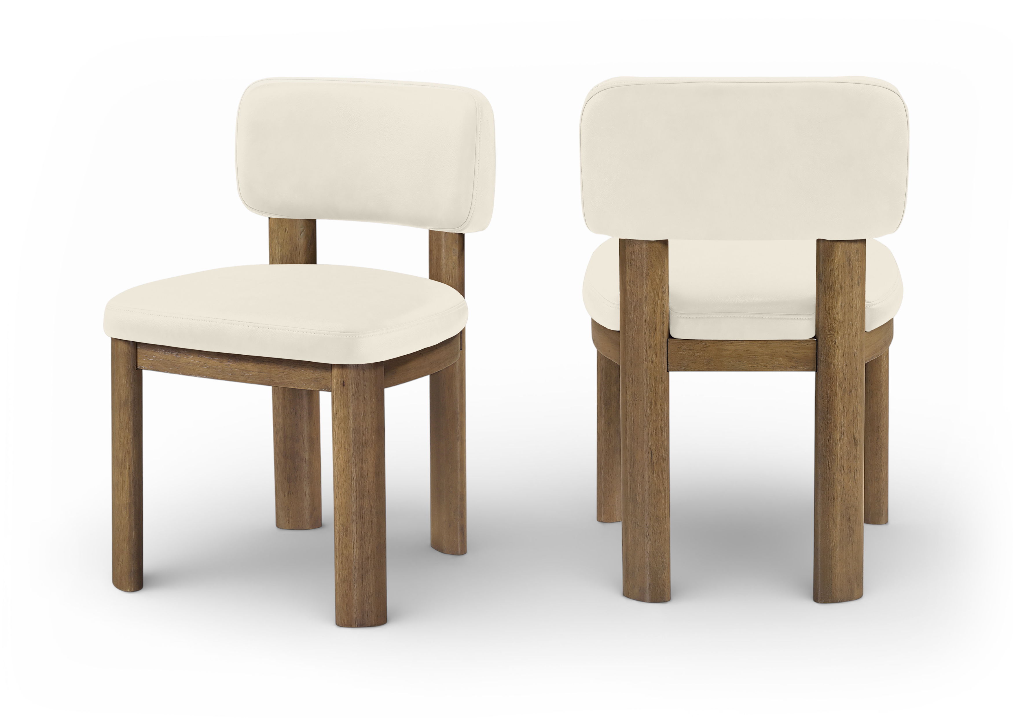 Paloma - Vegan Leather Upholstered Dining Chair (Set of 2) - Cream / Light Brown Walnut