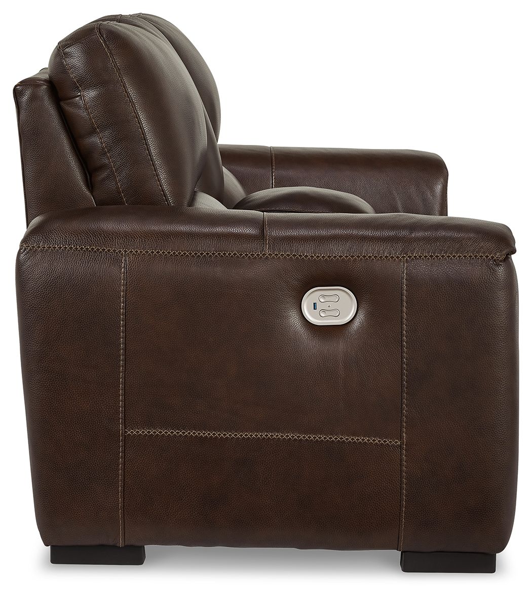 Ashley Furniture Alessandro - PWR REC Loveseat/Con/Adj HDRST - Walnut - Image 5