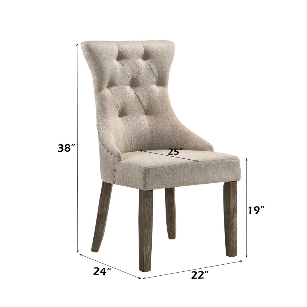 Gabrian - Side Chair (Set of 2) - Two-Tone Beige Fabric & Reclaimed Gray, beige, view 5