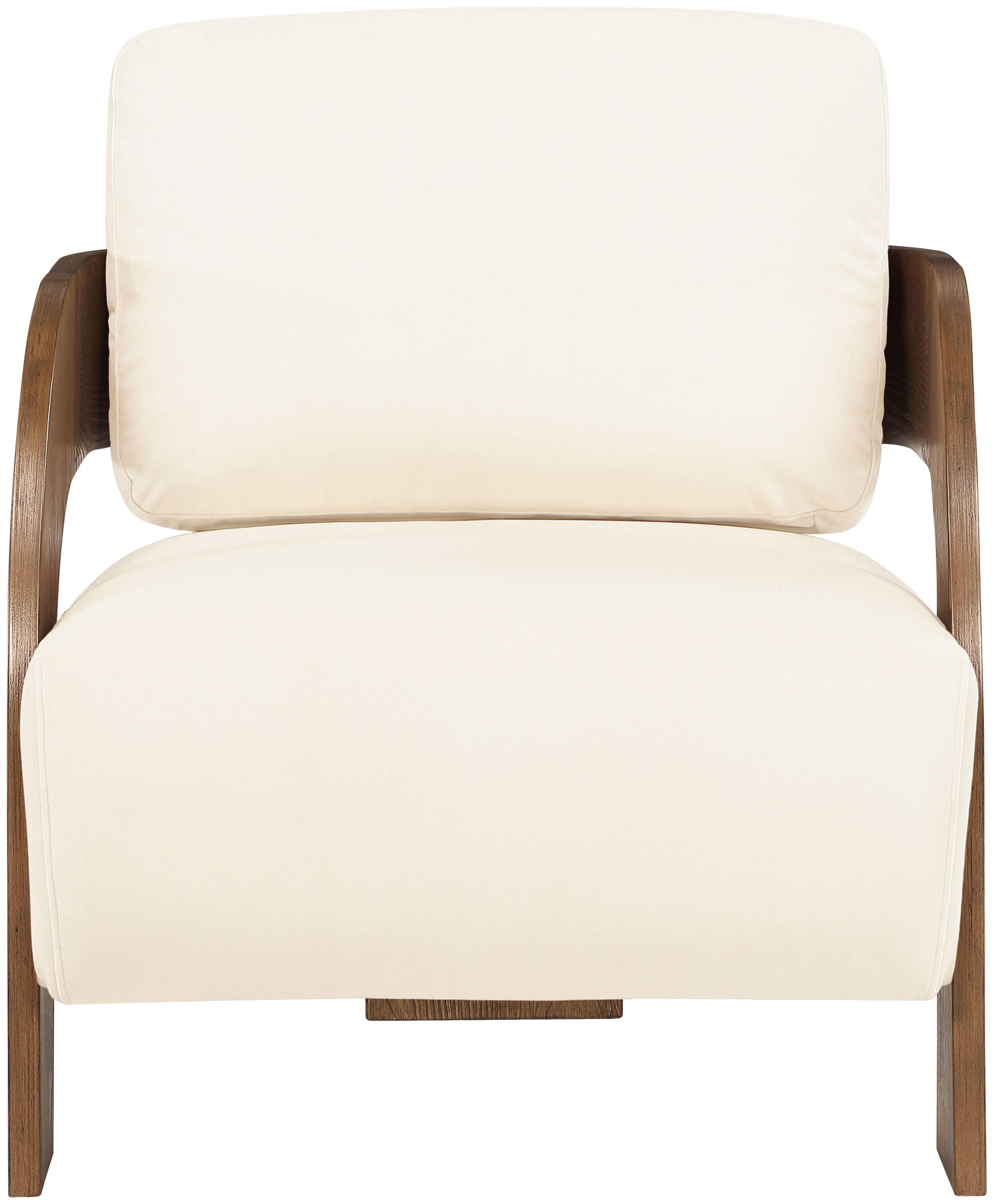 Cedra - Velvet Performance Fabric Upholstered Accent Chair - Cream / Brown