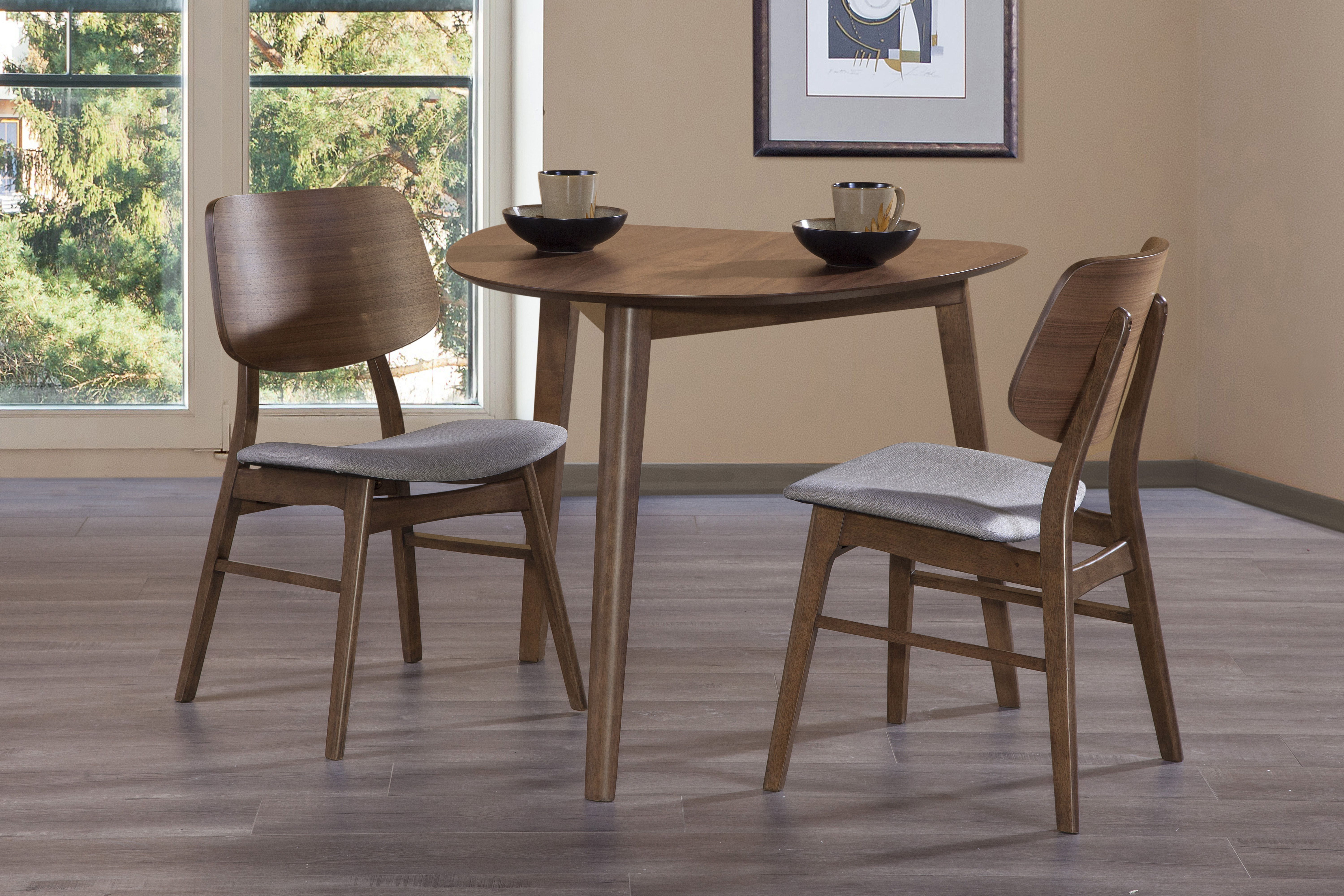 Oscar - Corner Table With 2 Gray Cushion Chairs - Brown