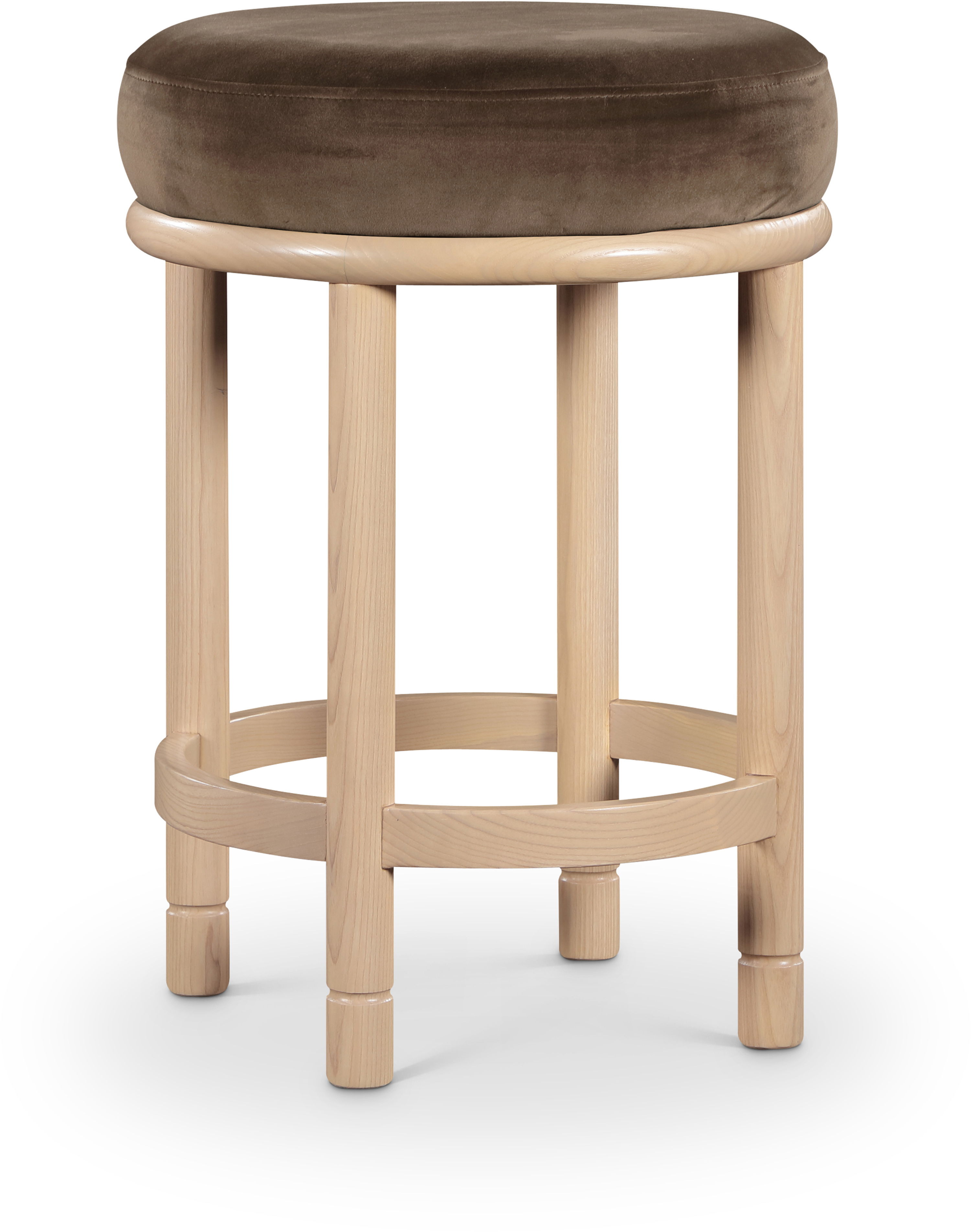 Monette - Counter Stool With Natural Base - Brown