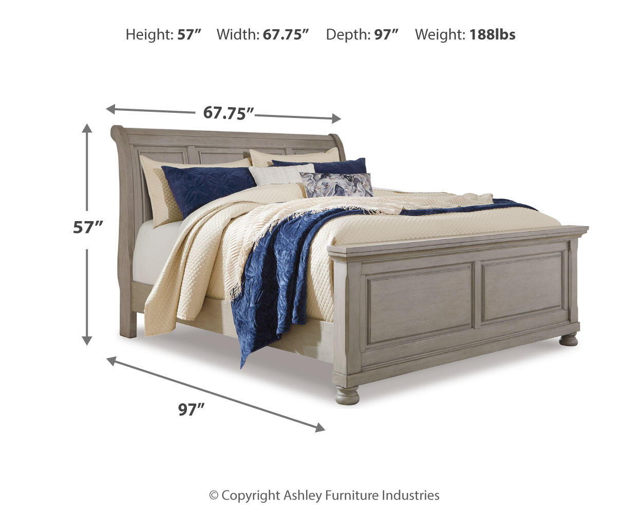 Ashley Furniture Lettner - Queen Sleigh Bed - Light Gray - Image 4