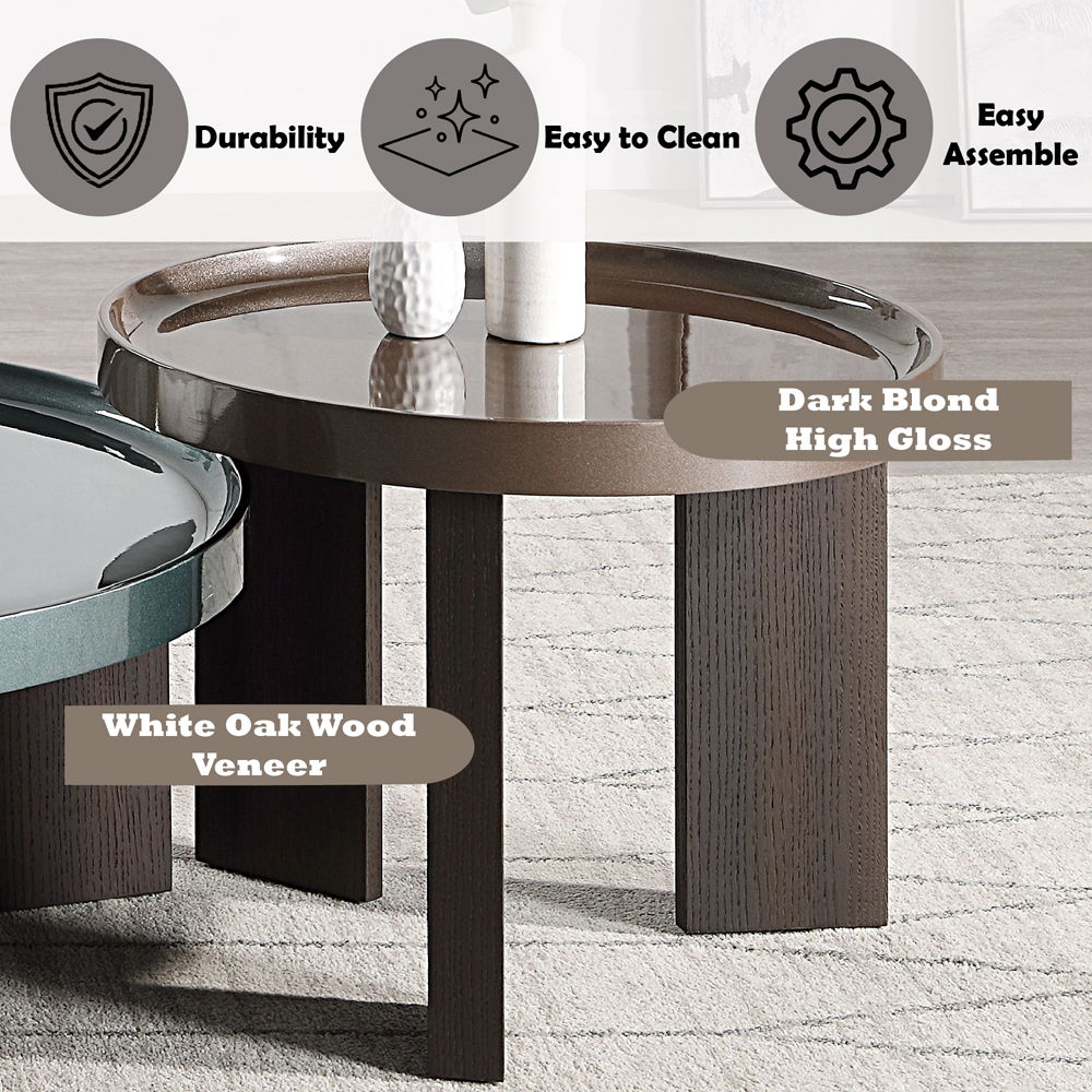 Lakita - End Table - Dark Blond High Gloss & Smoked Oak, dark brown, view 5