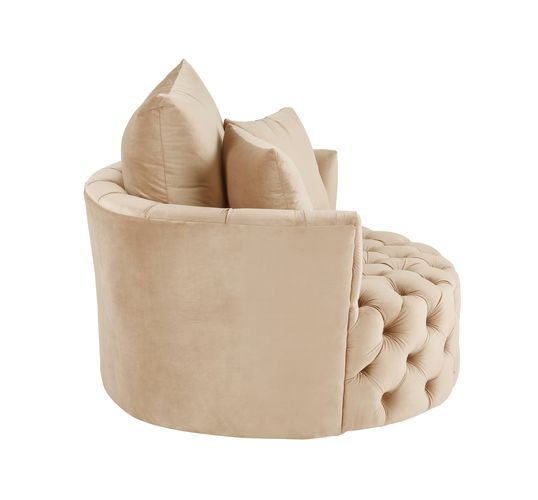 Zunyas - Accent Chair With Swivel - Beige Velvet, beige, view 3