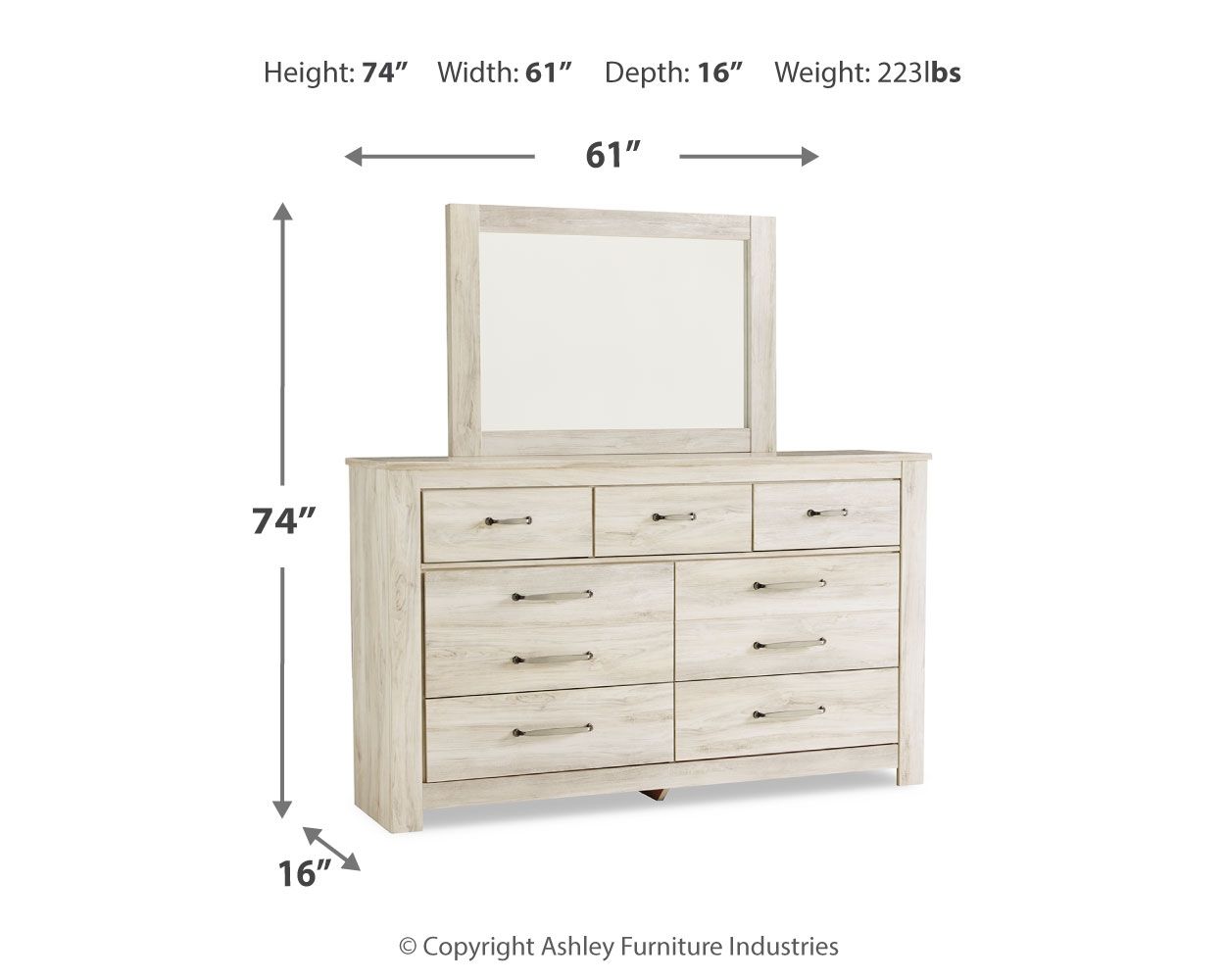 Ashley Furniture Bellaby - Dresser, Mirror - Whitewash - Image 4