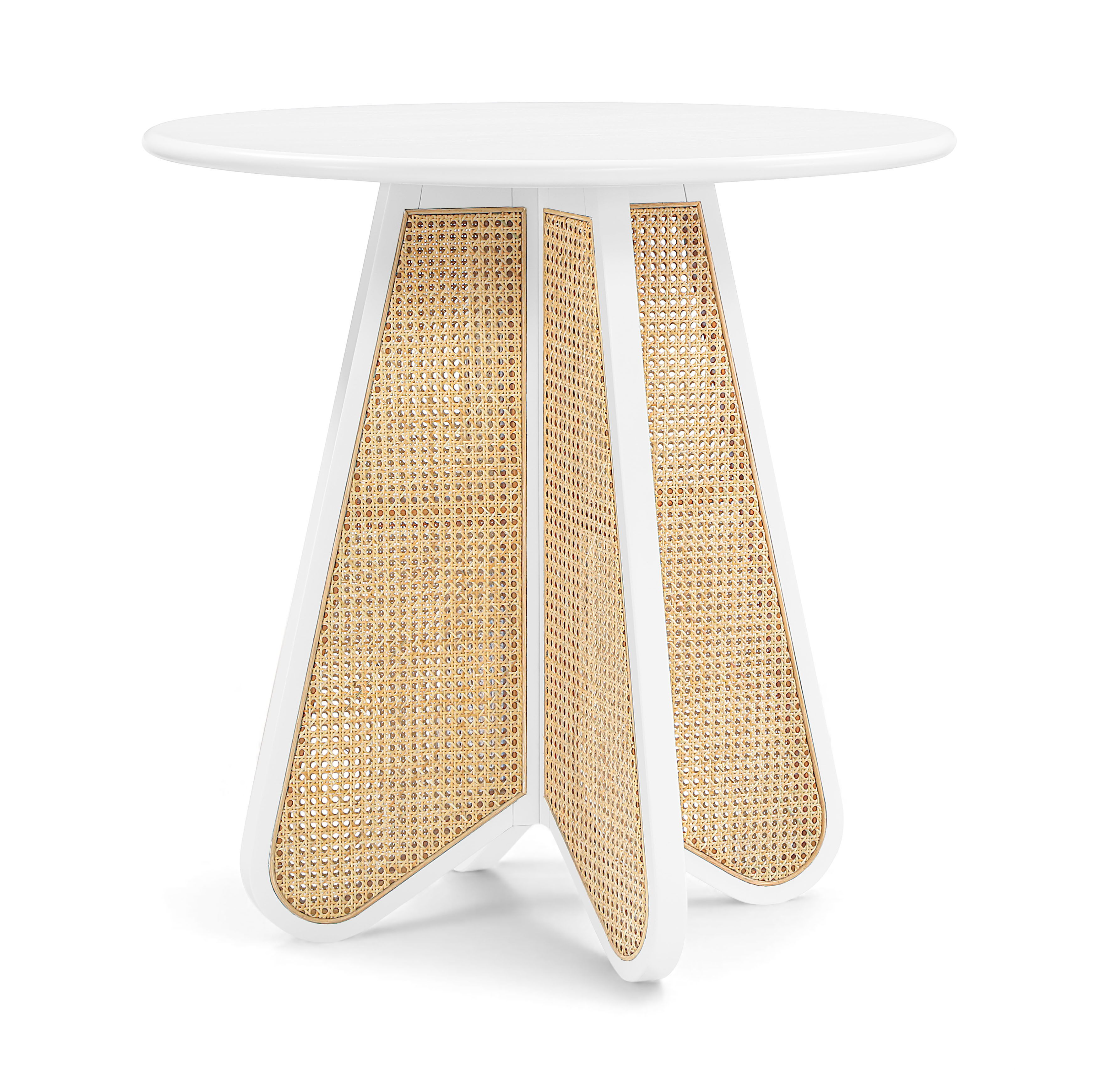 Butterfly - Solid Wood And Natural Cane Counter Height Table - White / Natural