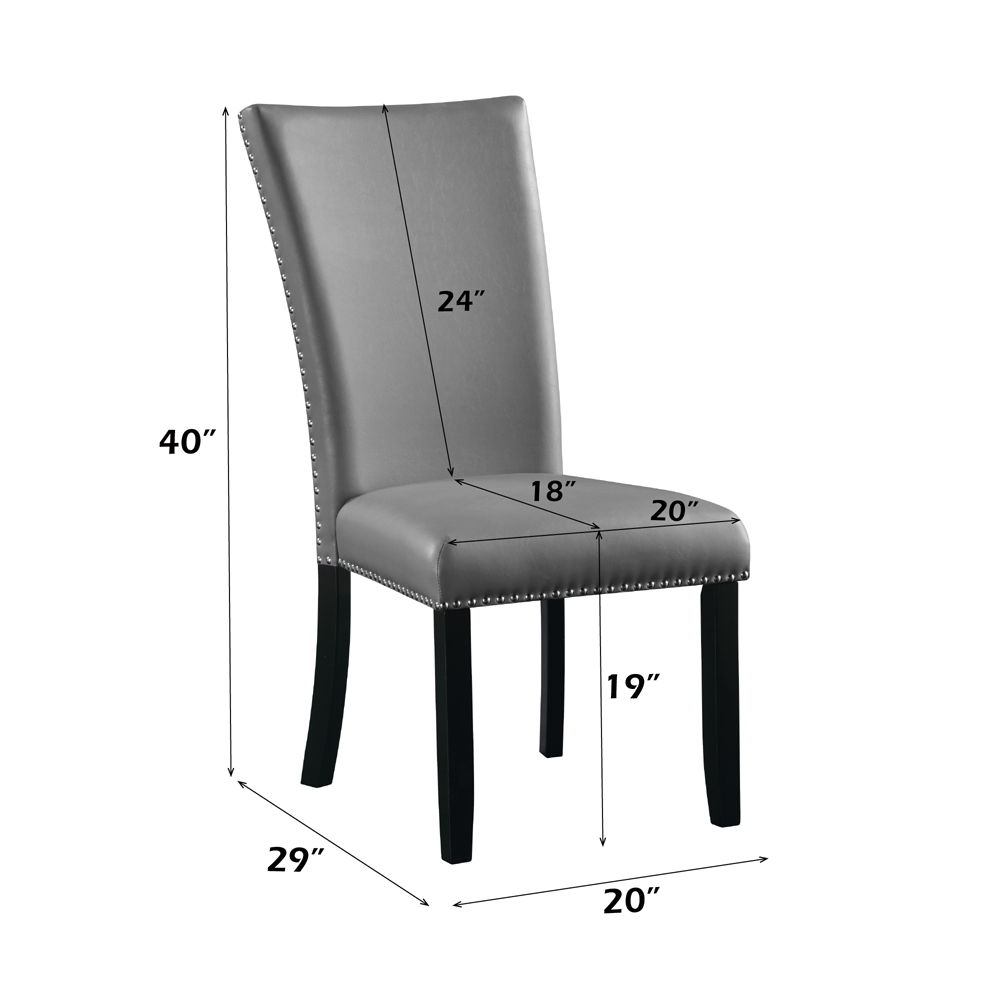 Caralin - Side Chair (Set of 2) - Gray Synthetic Leather & Black, gray, view 7