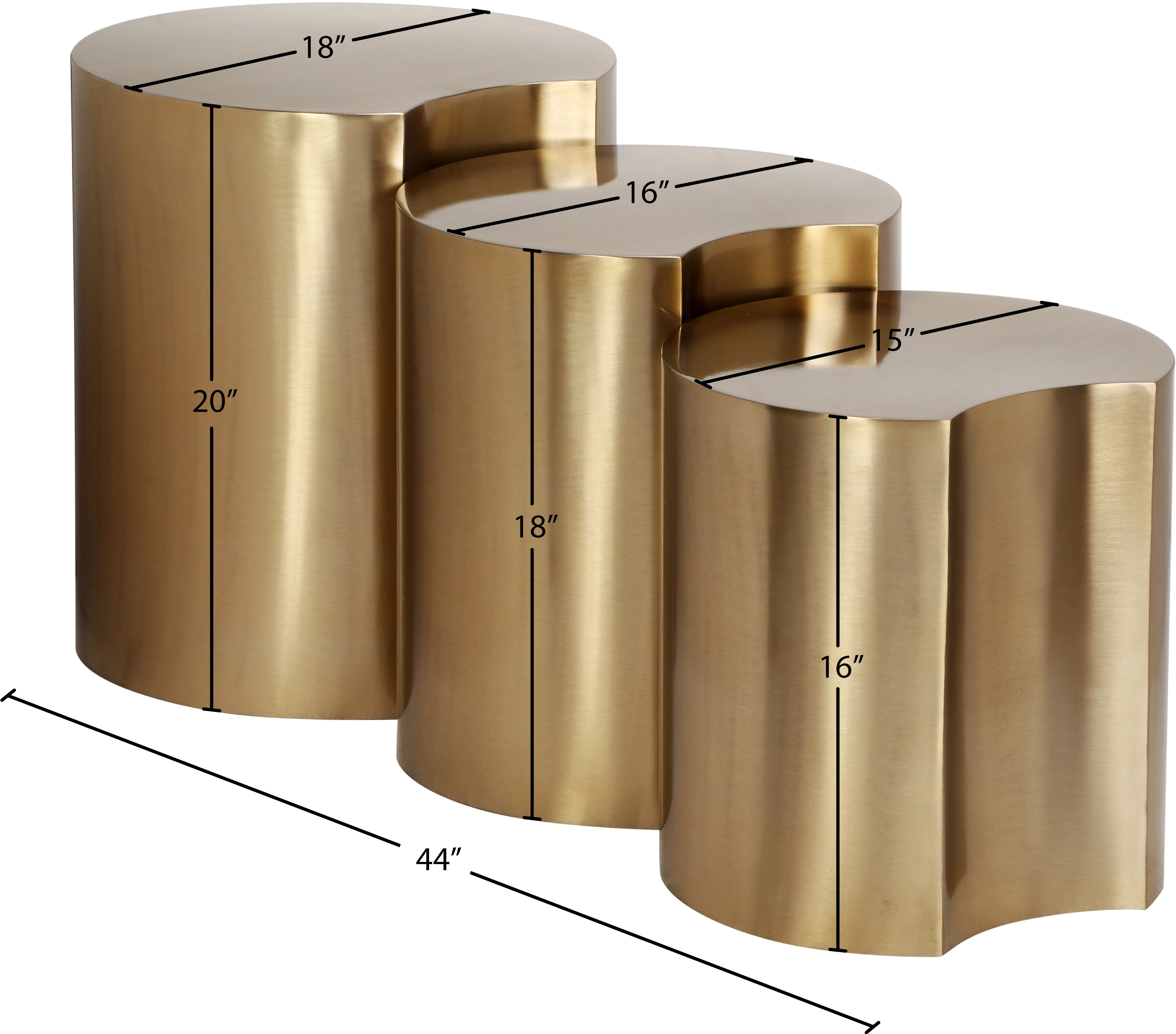 Dimple - 3 Piece Modular End Table - Gold