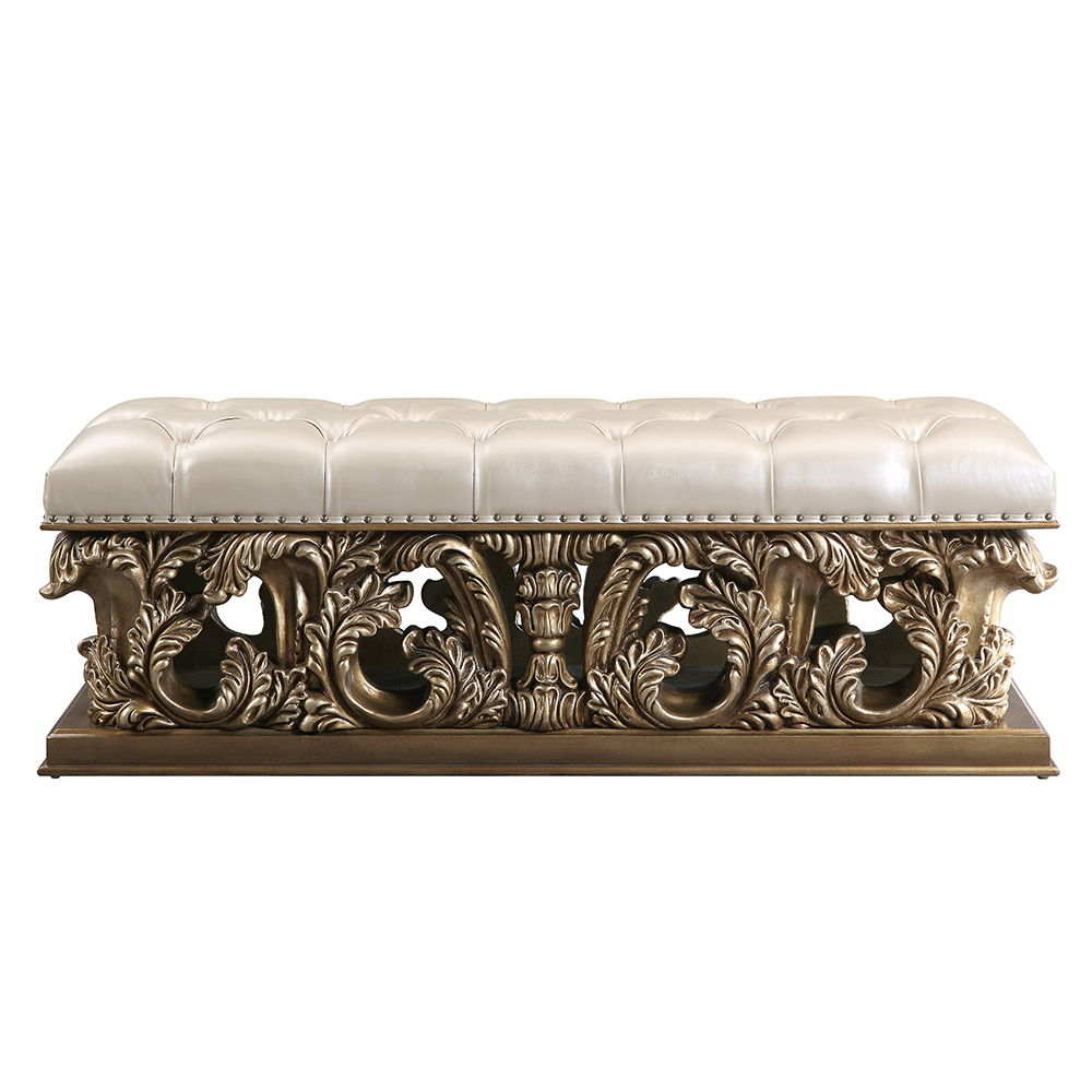 Constantine - Bench - Light Gold Synthetic Leather , Brown & Gold, beige, view 6