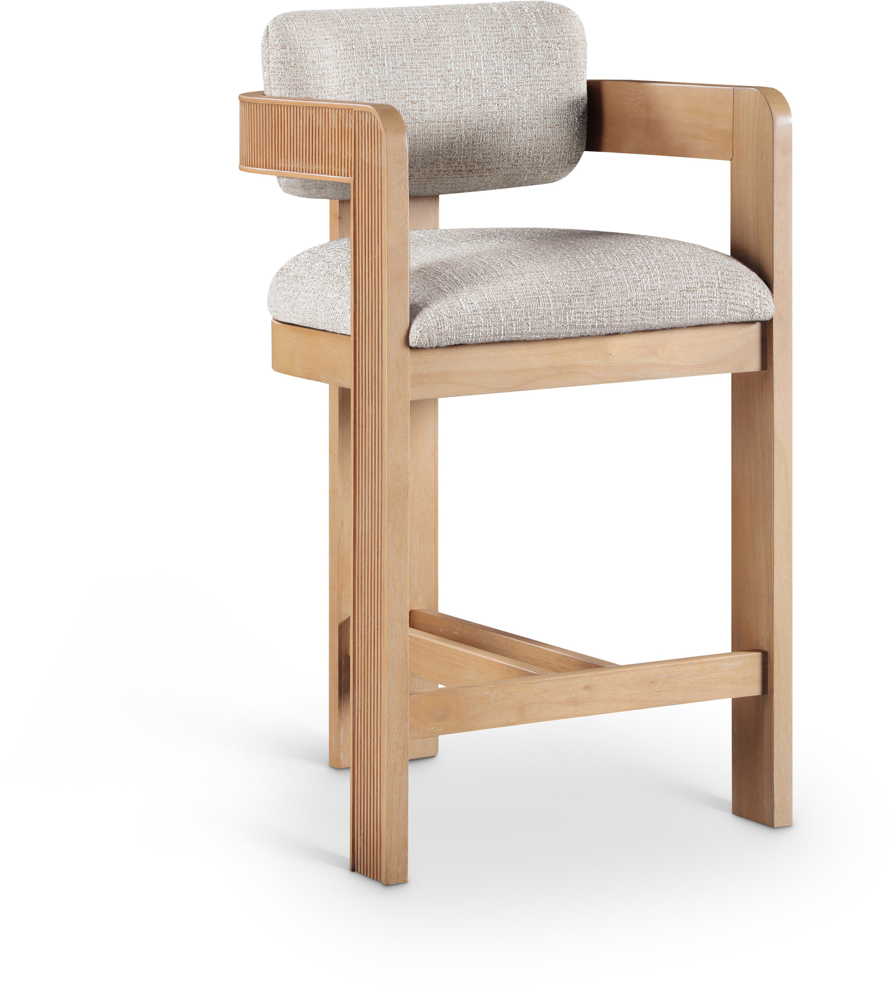 Sacha - Linen Textured Fabric Upholstered Counter Stool - Beige