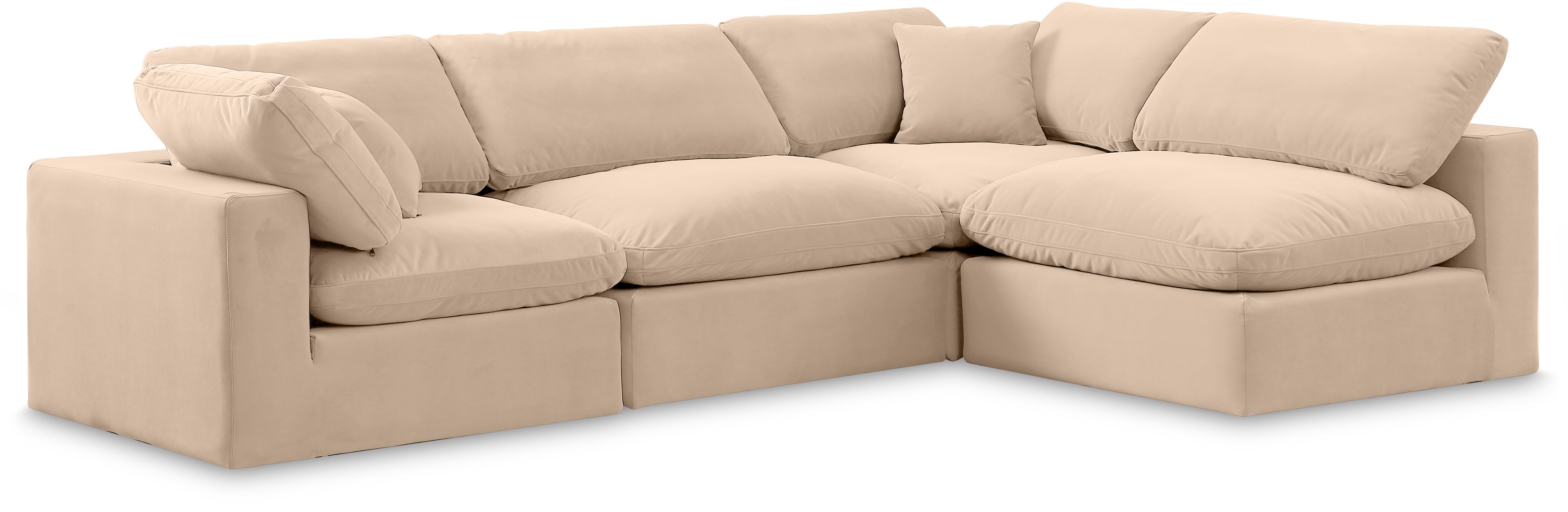 Comfy - 4 Piece Velvet Modular Armless Sectional - Light Beige