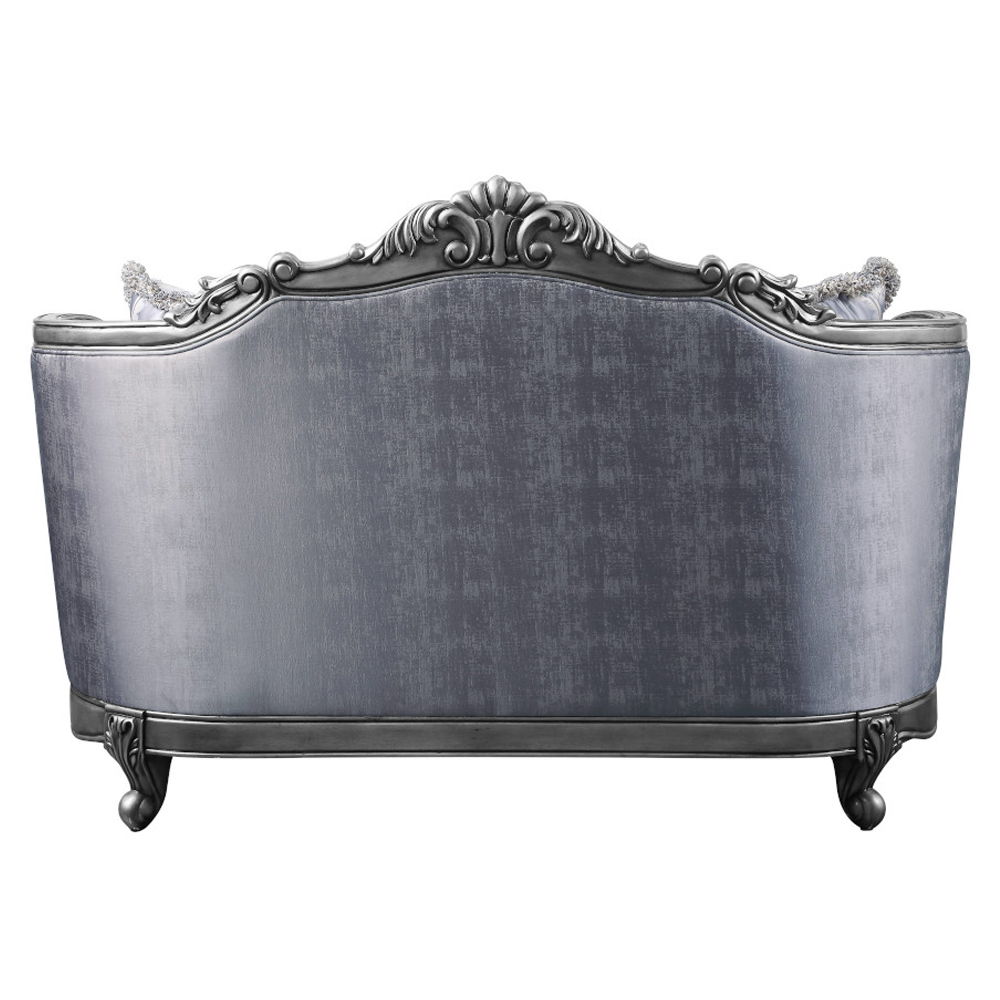 Ariadne - Loveseat With 3 Pillows - Fabric & Platinum, silver, view 4