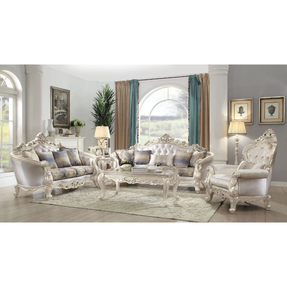 Gorsedd - Sofa With 5 Pillows - Fabric & Golden Ivory, beige