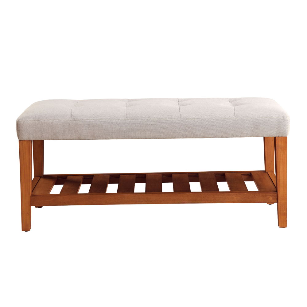 Charla - Bench - Light Gray Fabric & Oak, light gray, view 6