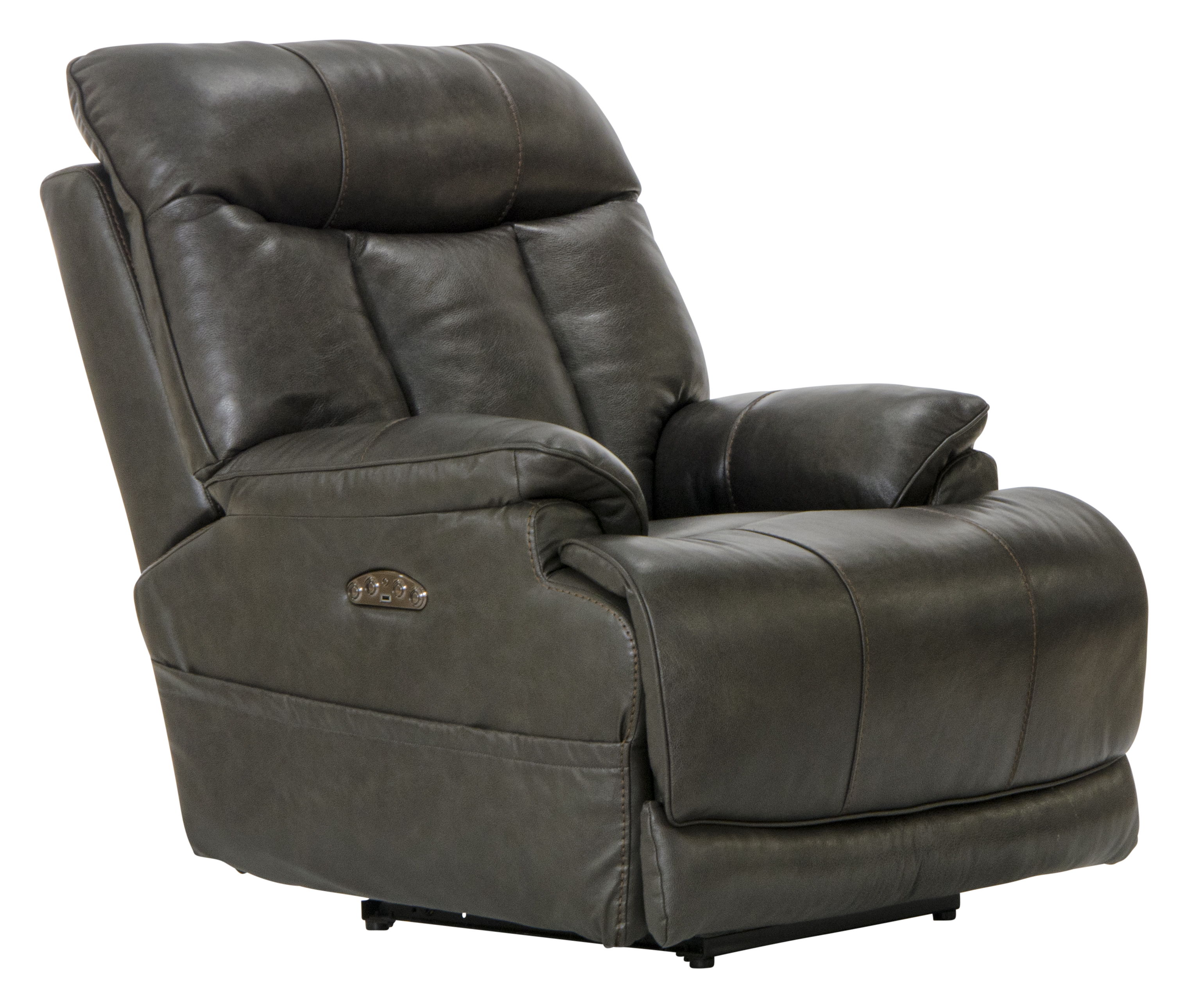 Naples - Power Headrest Power Lay Flat Recliner With Extended Ottoman - Steel