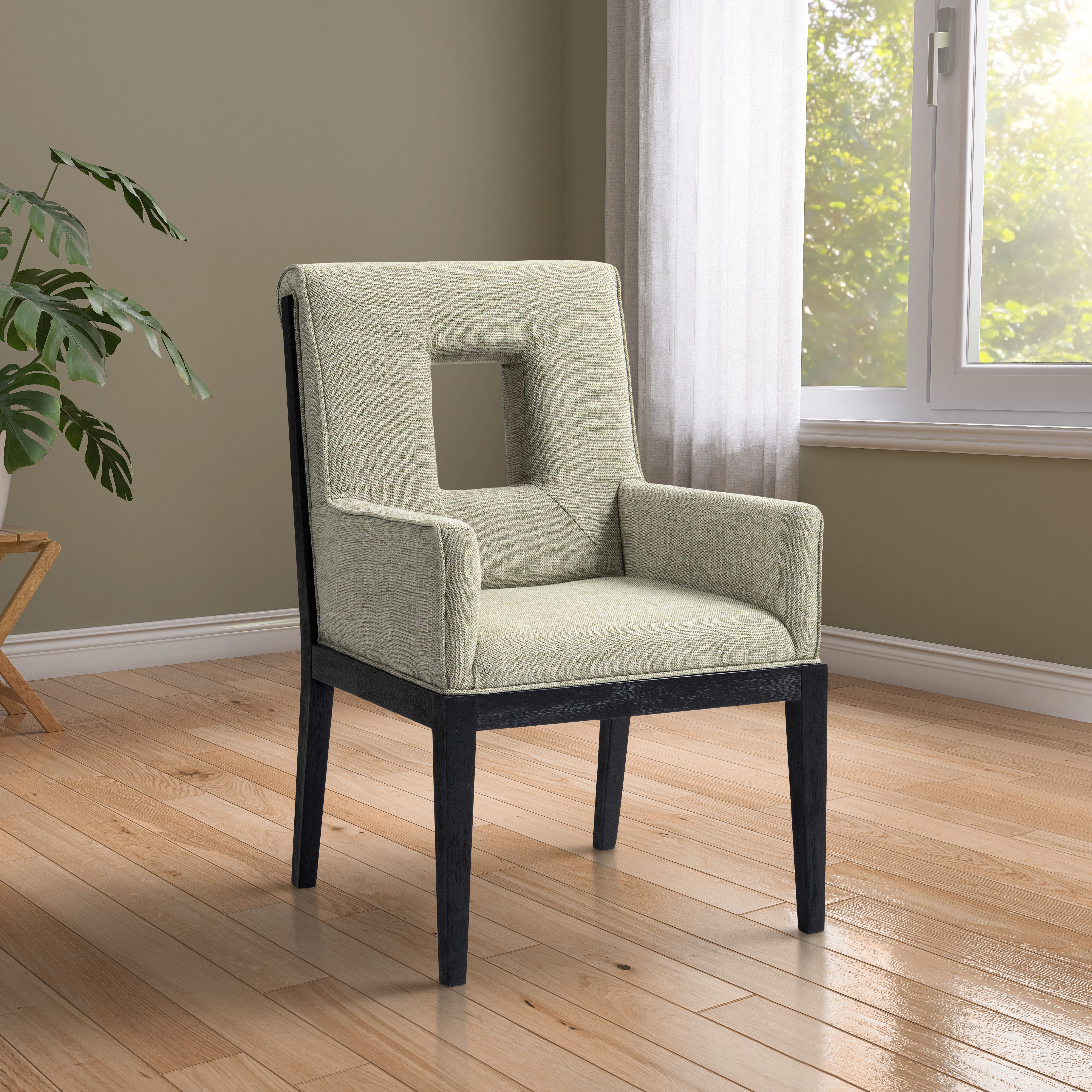 Gwendolyn - Dining Arm Chair With Black Frame - Green