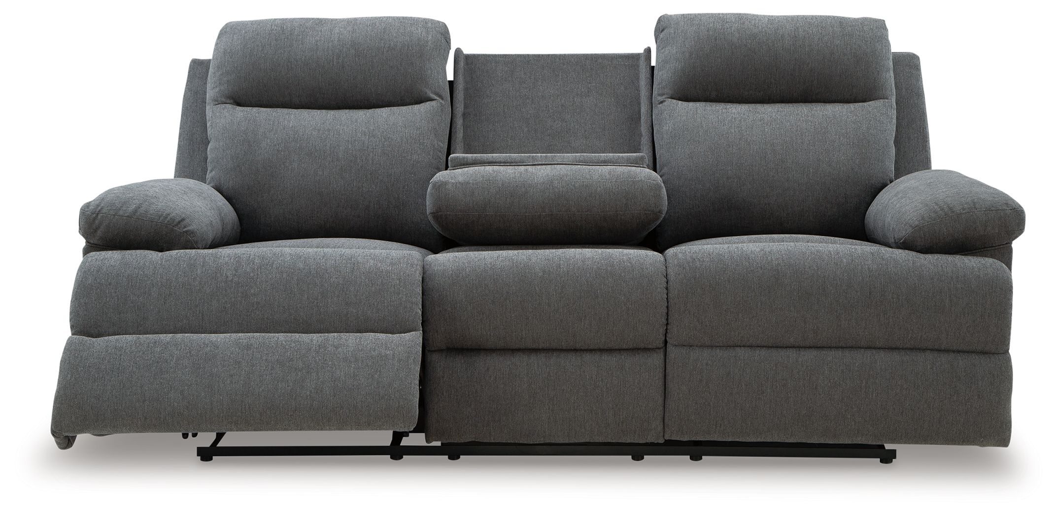 Ashley Furniture Side-Swipe - Reclining Sofa With Drop Down Table - Charcoal - Image 5